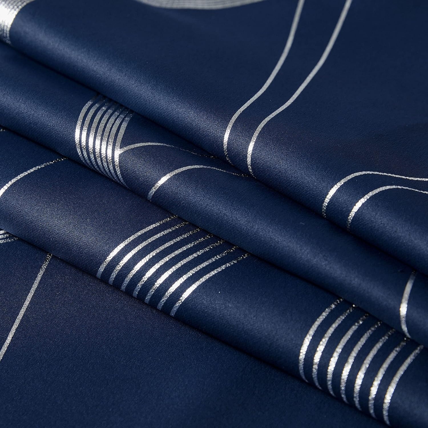 image:imageNICETOWN Grey Blackout Striped Pattern Curtains for Living Room 52 x 841 Navy