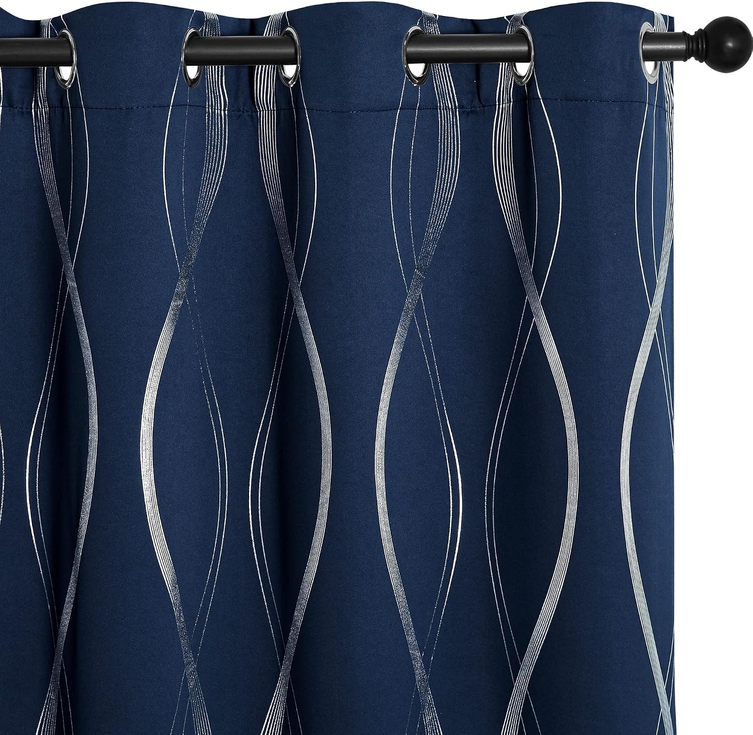 image:imageNICETOWN Grey Blackout Striped Pattern Curtains for Living Room 52 x 841 Navy