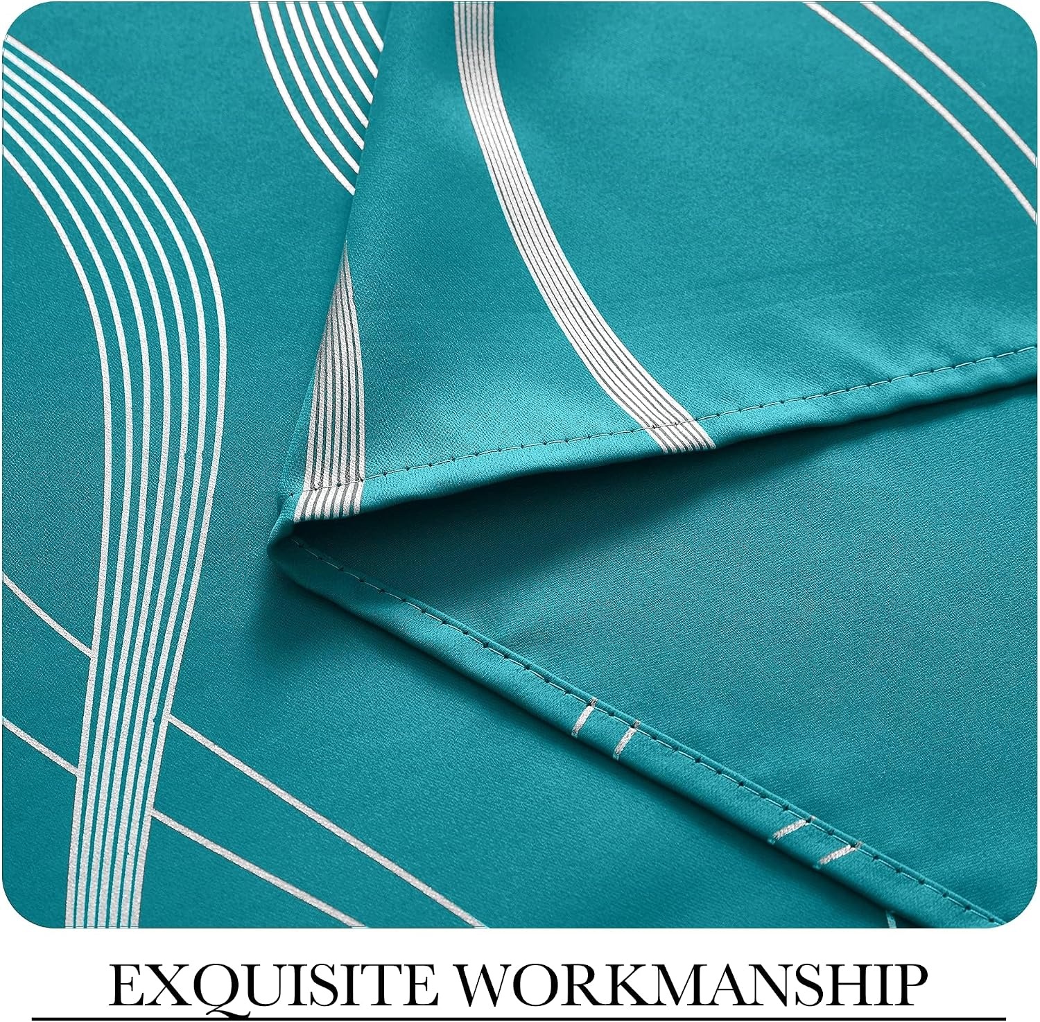 image:imageNICETOWN Grey Blackout Striped Pattern Curtains for Living Room 52 x 841 Peacock Teal