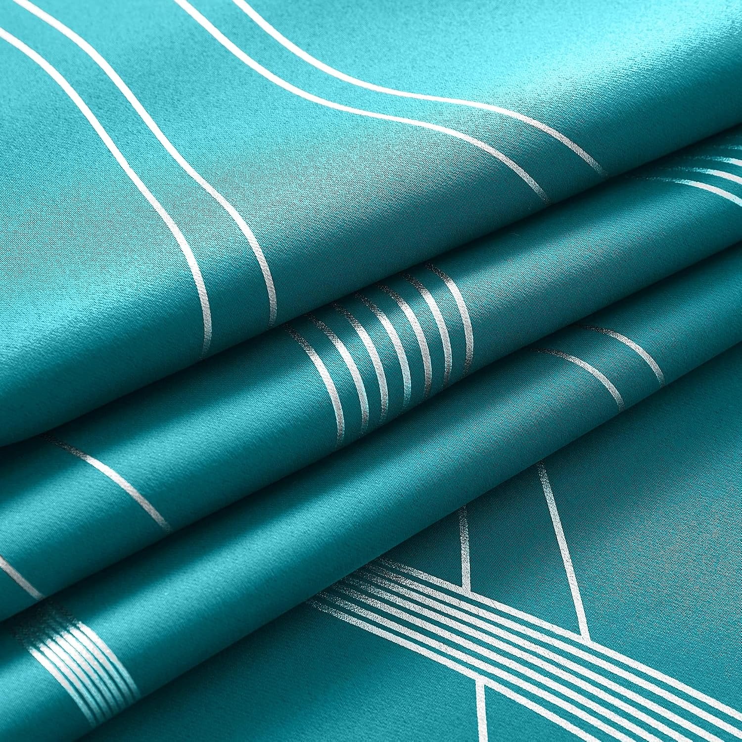 image:imageNICETOWN Grey Blackout Striped Pattern Curtains for Living Room 52 x 841 Peacock Teal