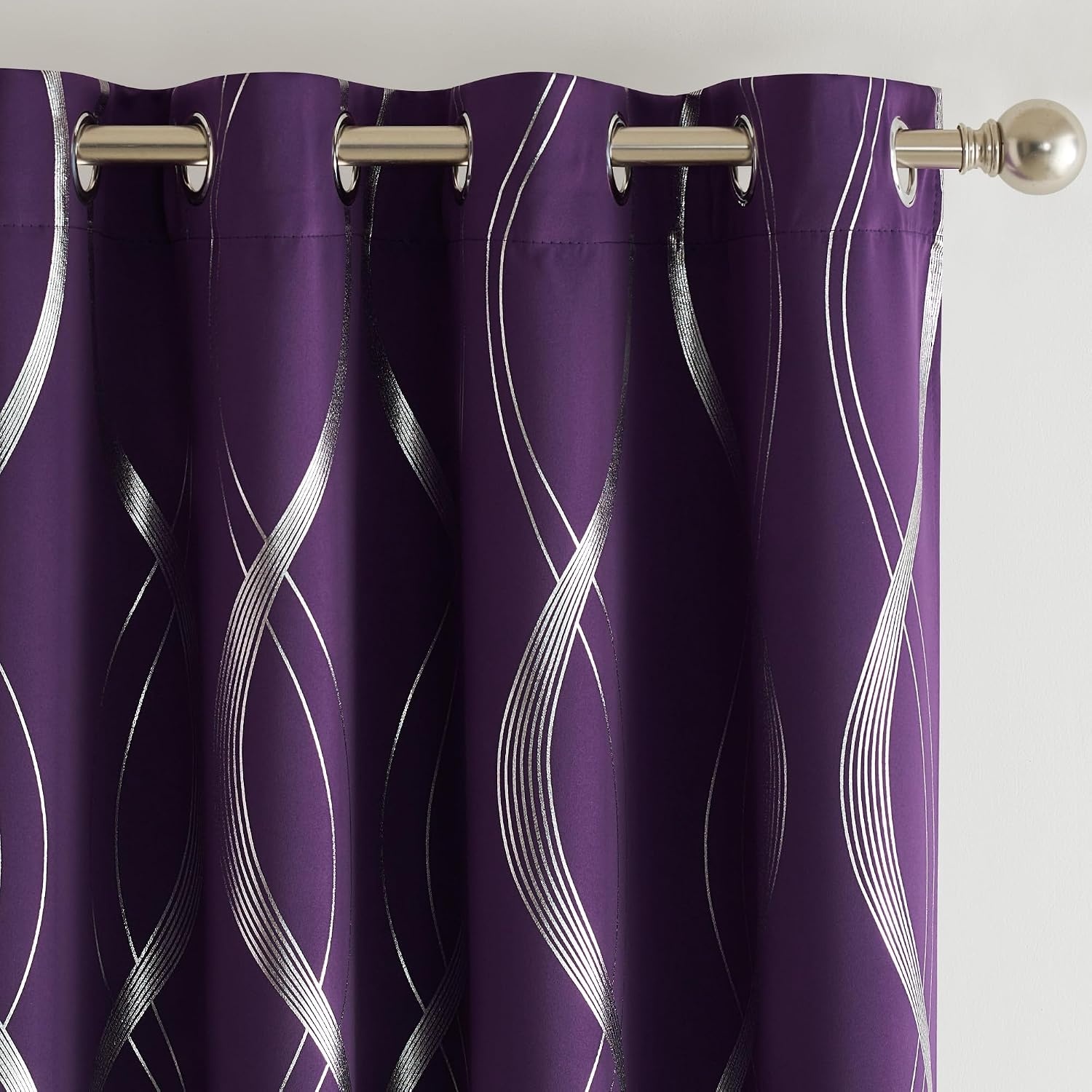 image:imageNICETOWN Grey Blackout Striped Pattern Curtains for Living Room 52 x 841 Royal Purple