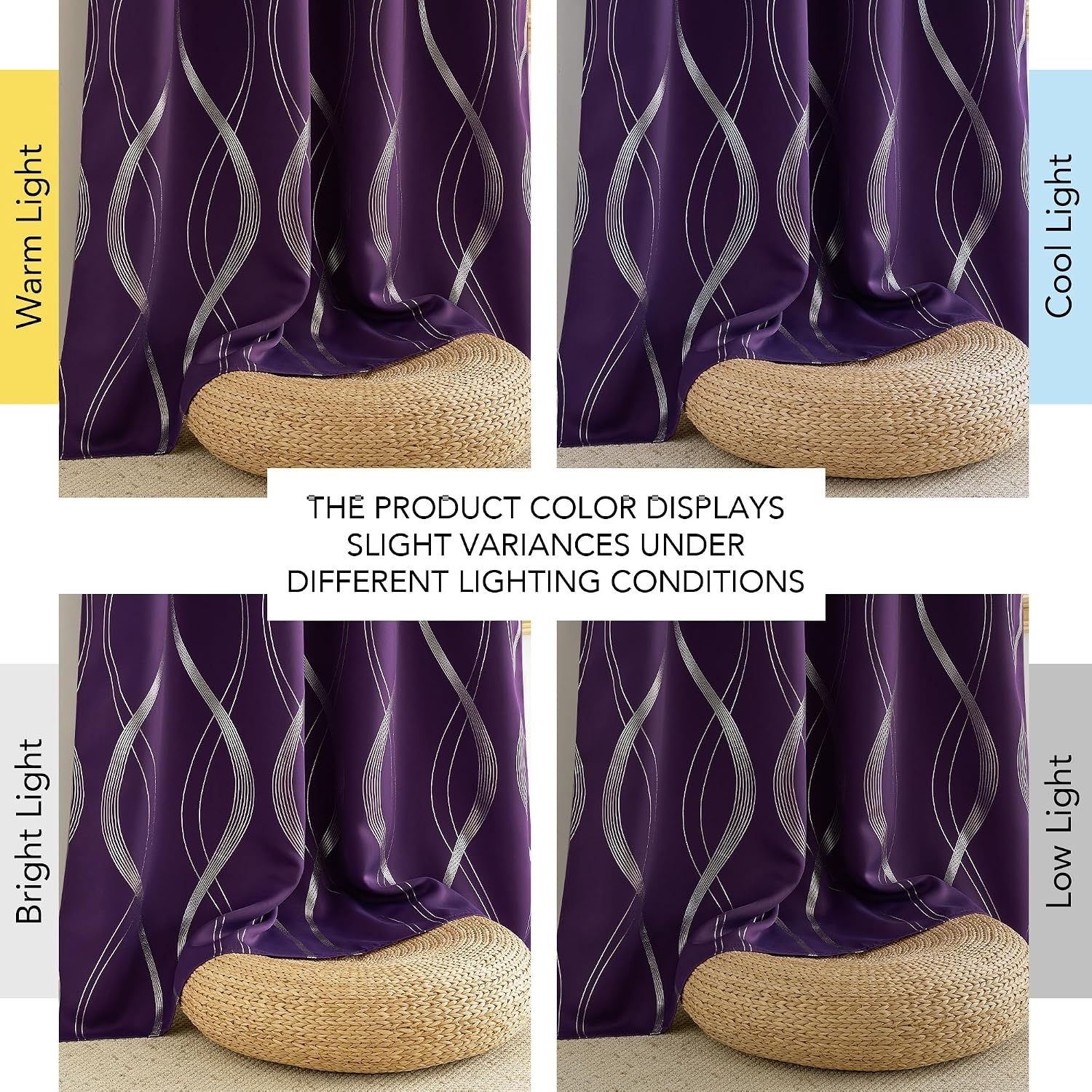 image:imageNICETOWN Grey Blackout Striped Pattern Curtains for Living Room 52 x 841 Royal Purple