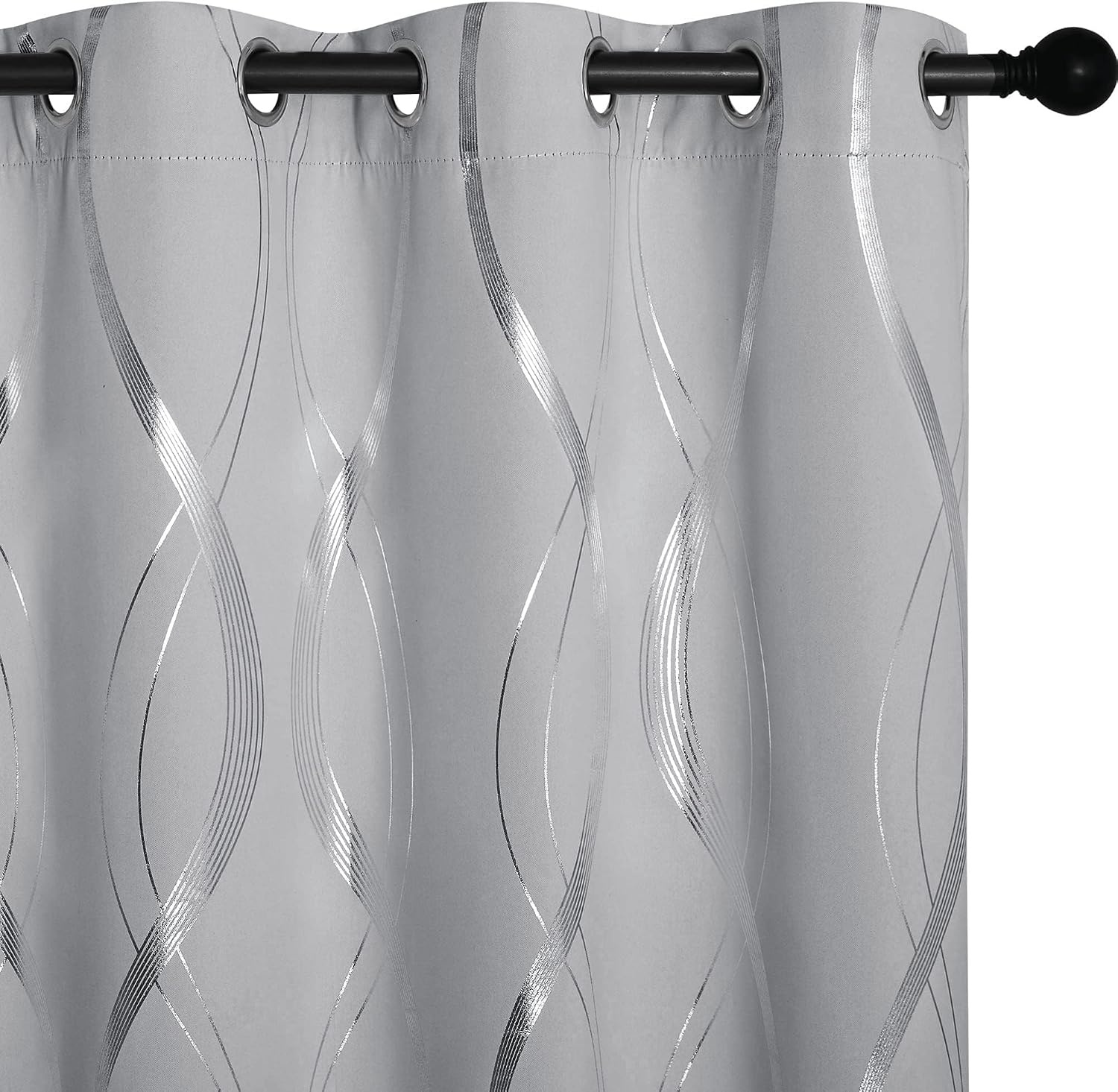 image:imageNICETOWN Grey Blackout Striped Pattern Curtains for Living Room 52 x 841 Silver Grey