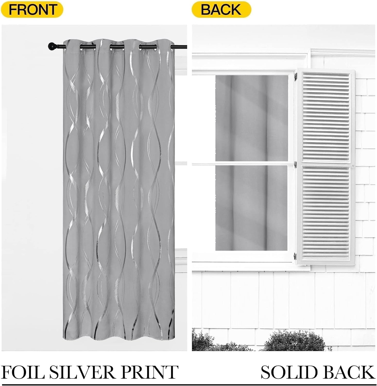 image:imageNICETOWN Grey Blackout Striped Pattern Curtains for Living Room 52 x 841 Silver Grey