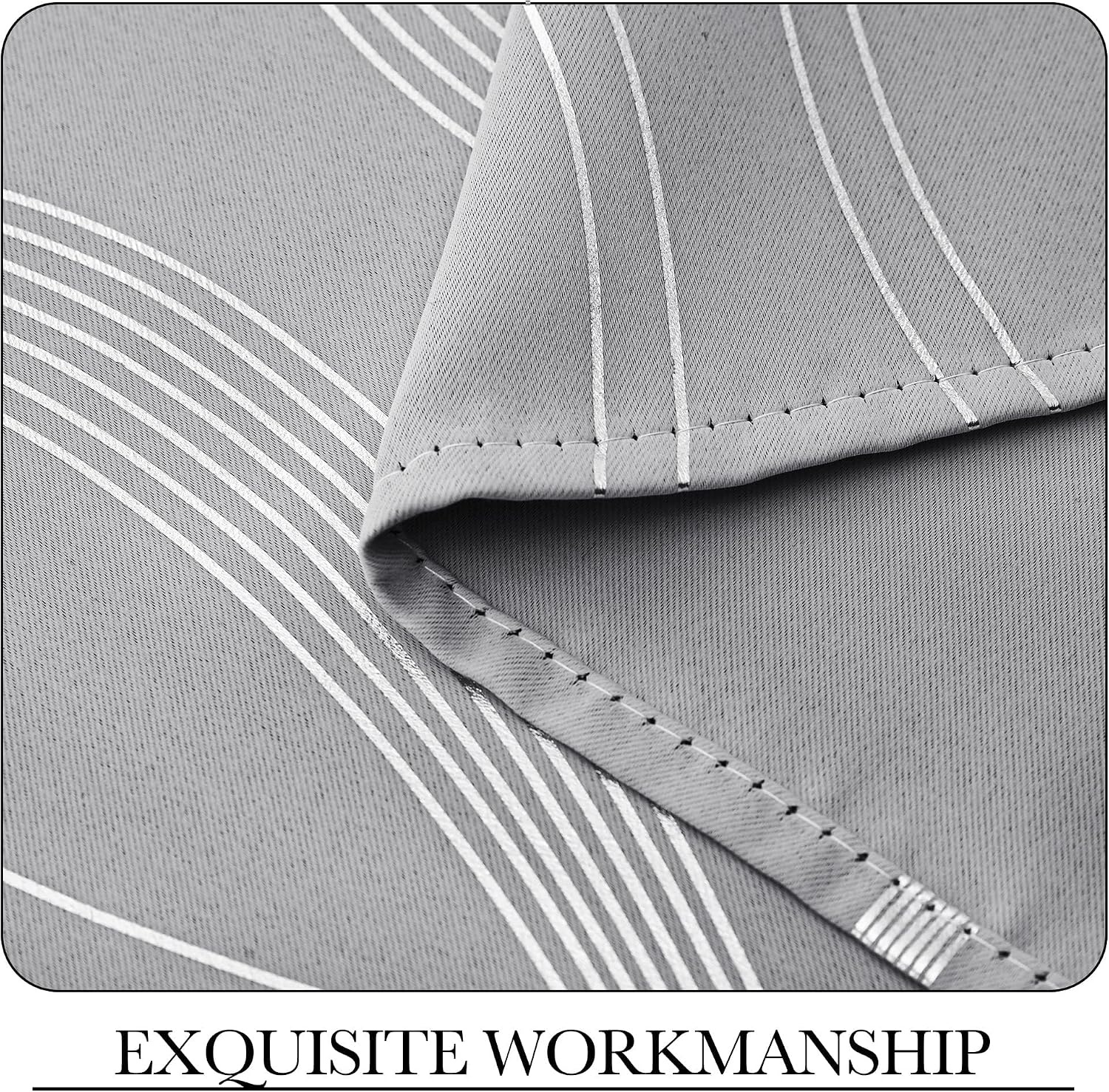 image:imageNICETOWN Grey Blackout Striped Pattern Curtains for Living Room 52 x 841 Silver Grey