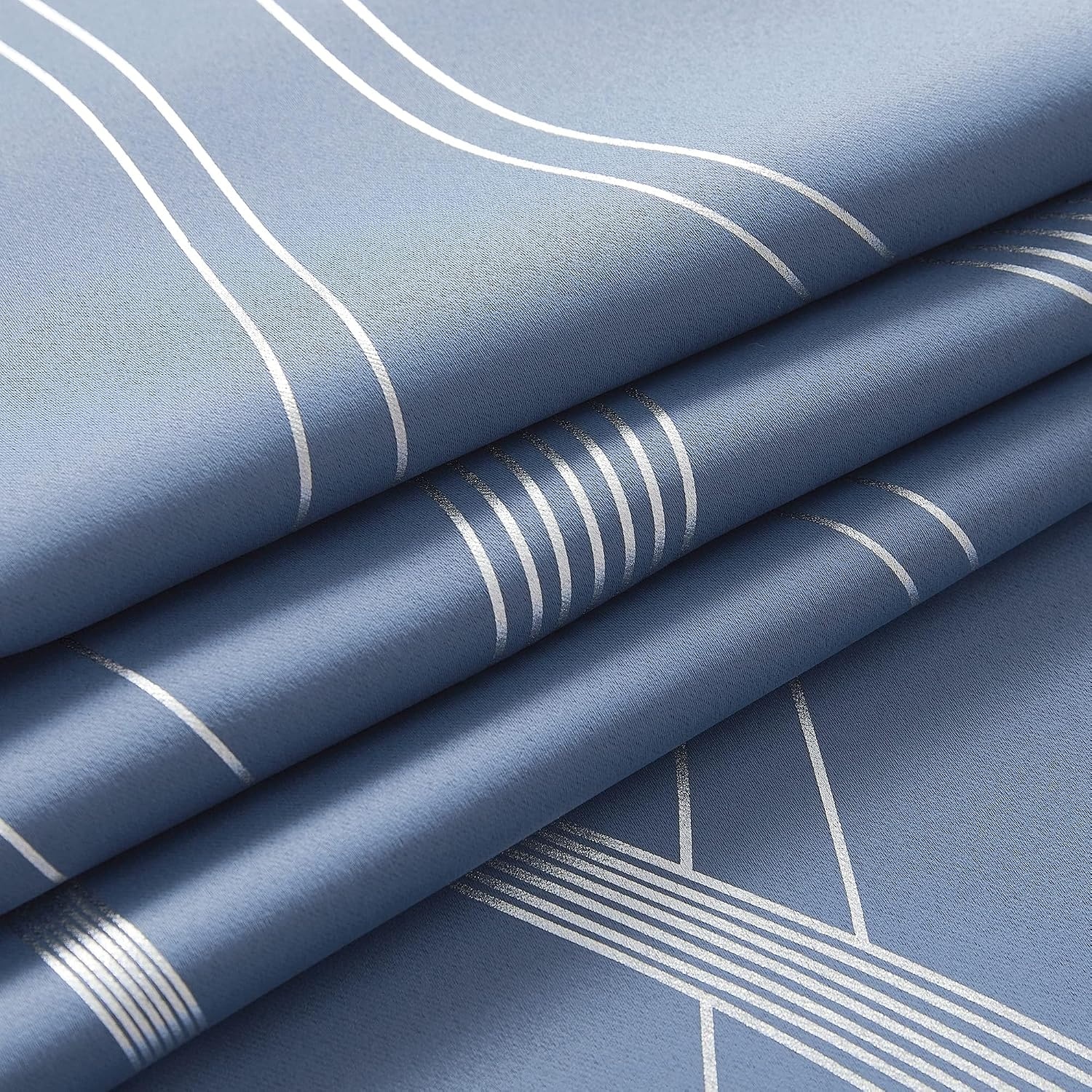 image:imageNICETOWN Grey Blackout Striped Pattern Curtains for Living Room 52 x 841 Stone Blue