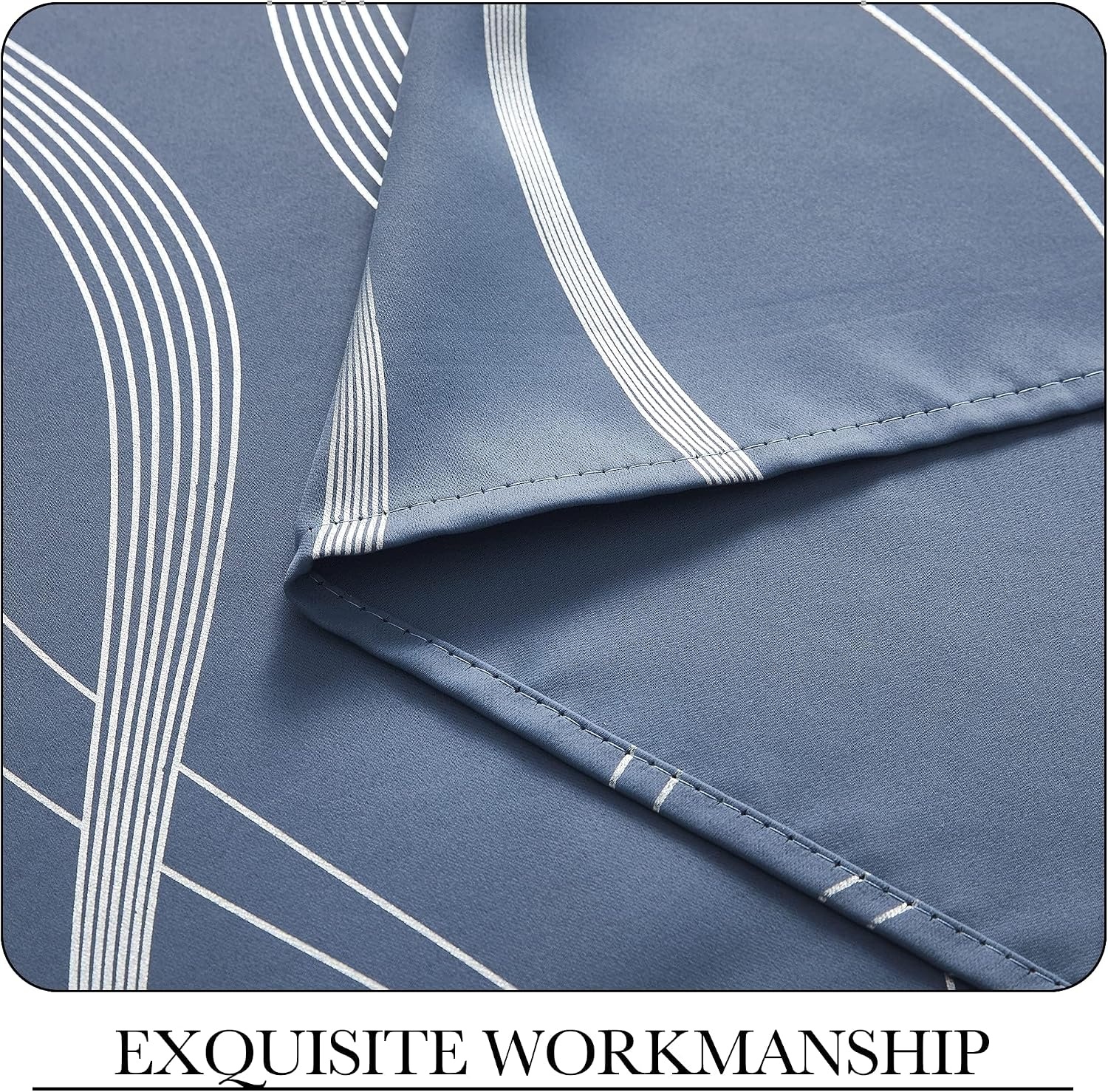 image:imageNICETOWN Grey Blackout Striped Pattern Curtains for Living Room 52 x 841 Stone Blue