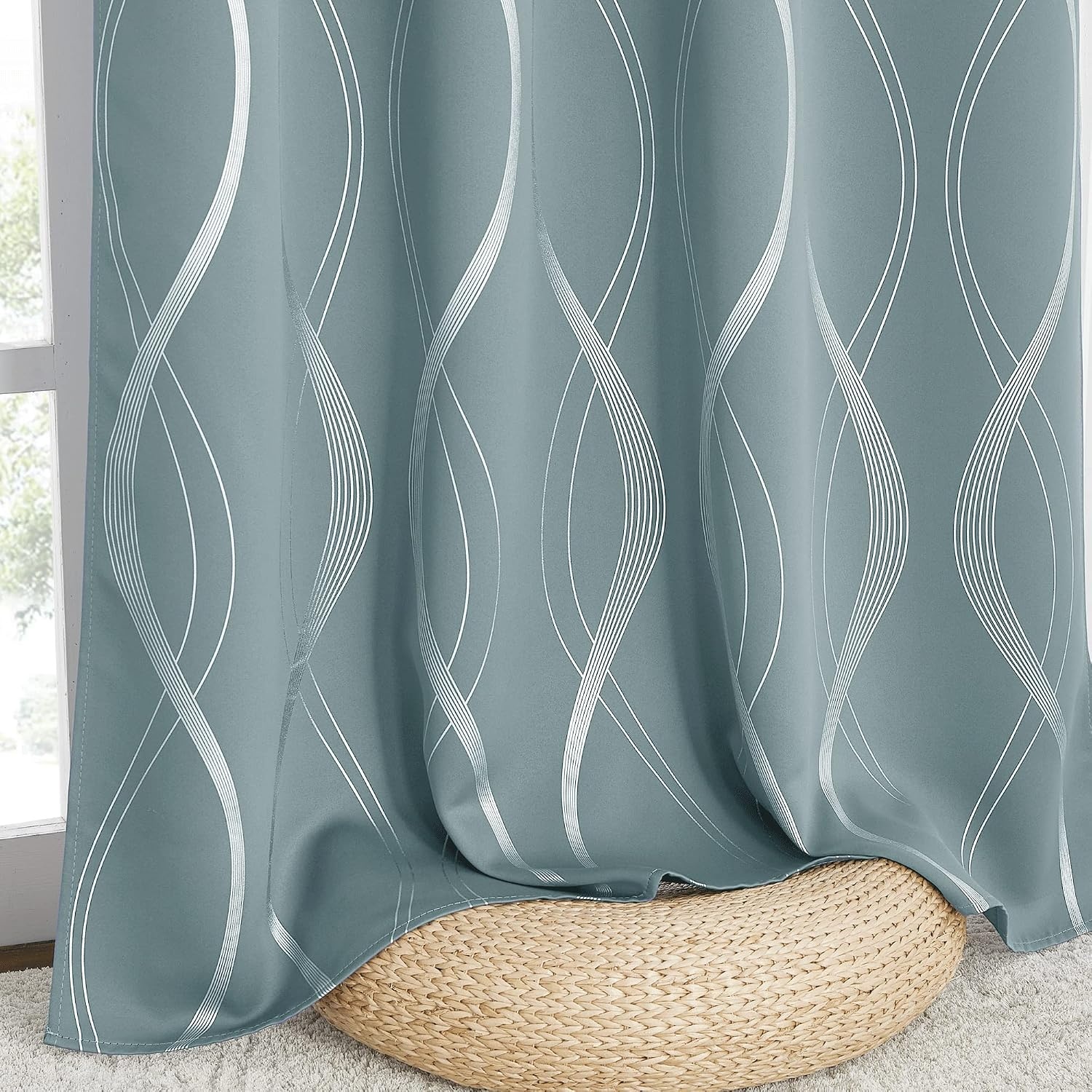 image:imageNICETOWN Grey Blackout Striped Pattern Curtains for Living Room 52 x 841 Stormy Sea