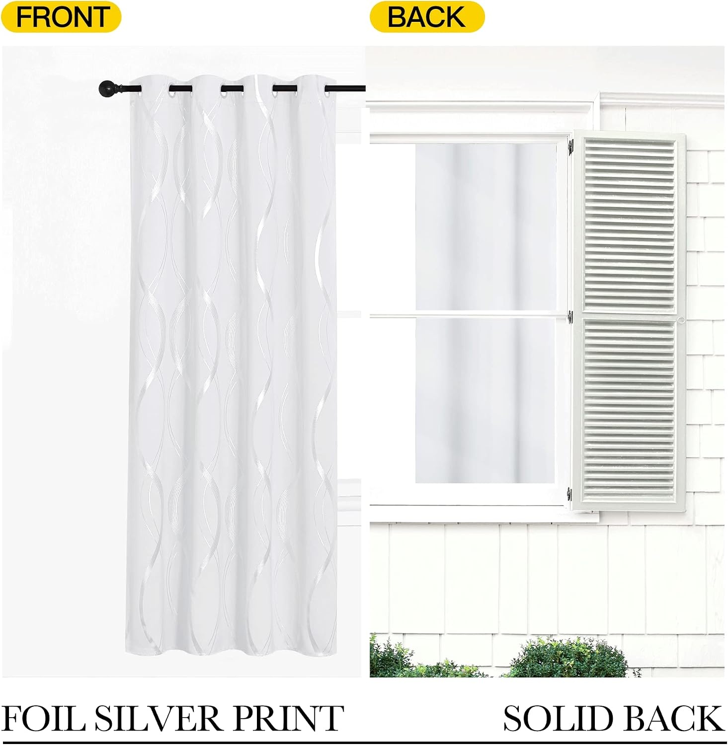 image:imageNICETOWN Grey Blackout Striped Pattern Curtains for Living Room 52 x 841 White
