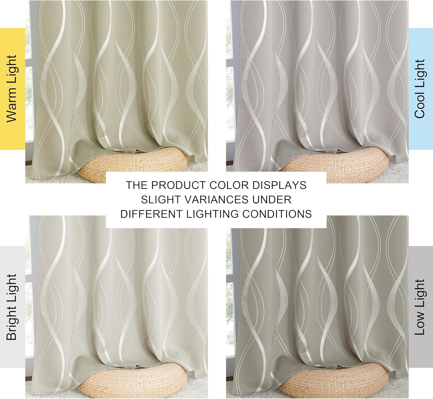 image:imageNICETOWN Grey Blackout Striped Pattern Curtains for Living Room 52 x 841natural