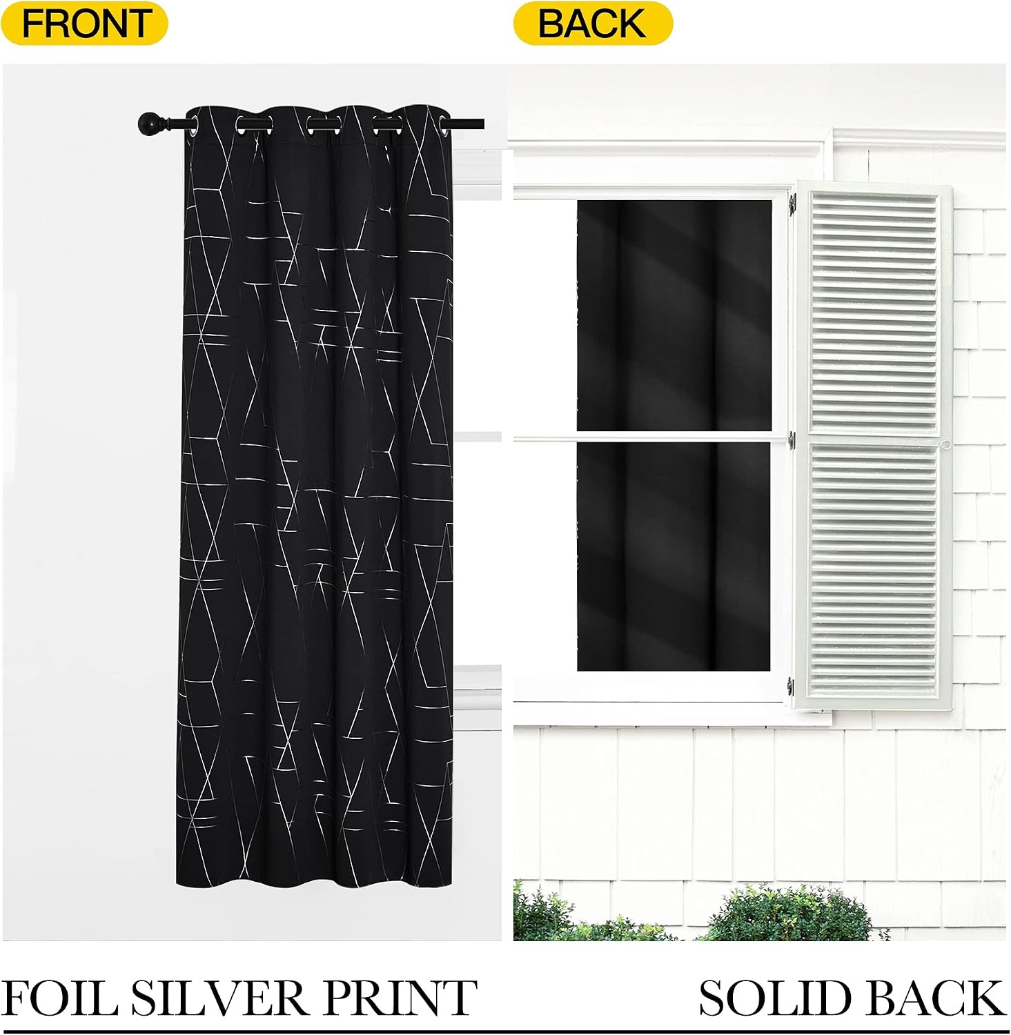 image:imageNICETOWN Grey Blackout Striped Pattern Curtains for Living Room 52 x 842 Black