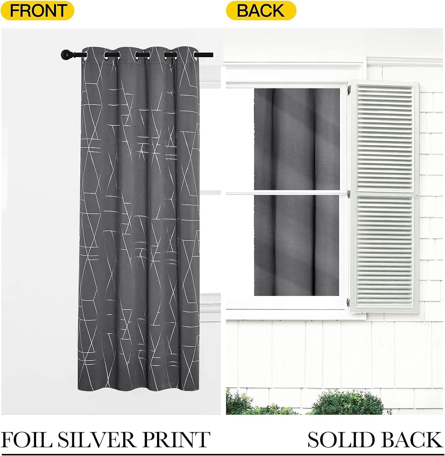 image:imageNICETOWN Grey Blackout Striped Pattern Curtains for Living Room 52 x 842 Grey