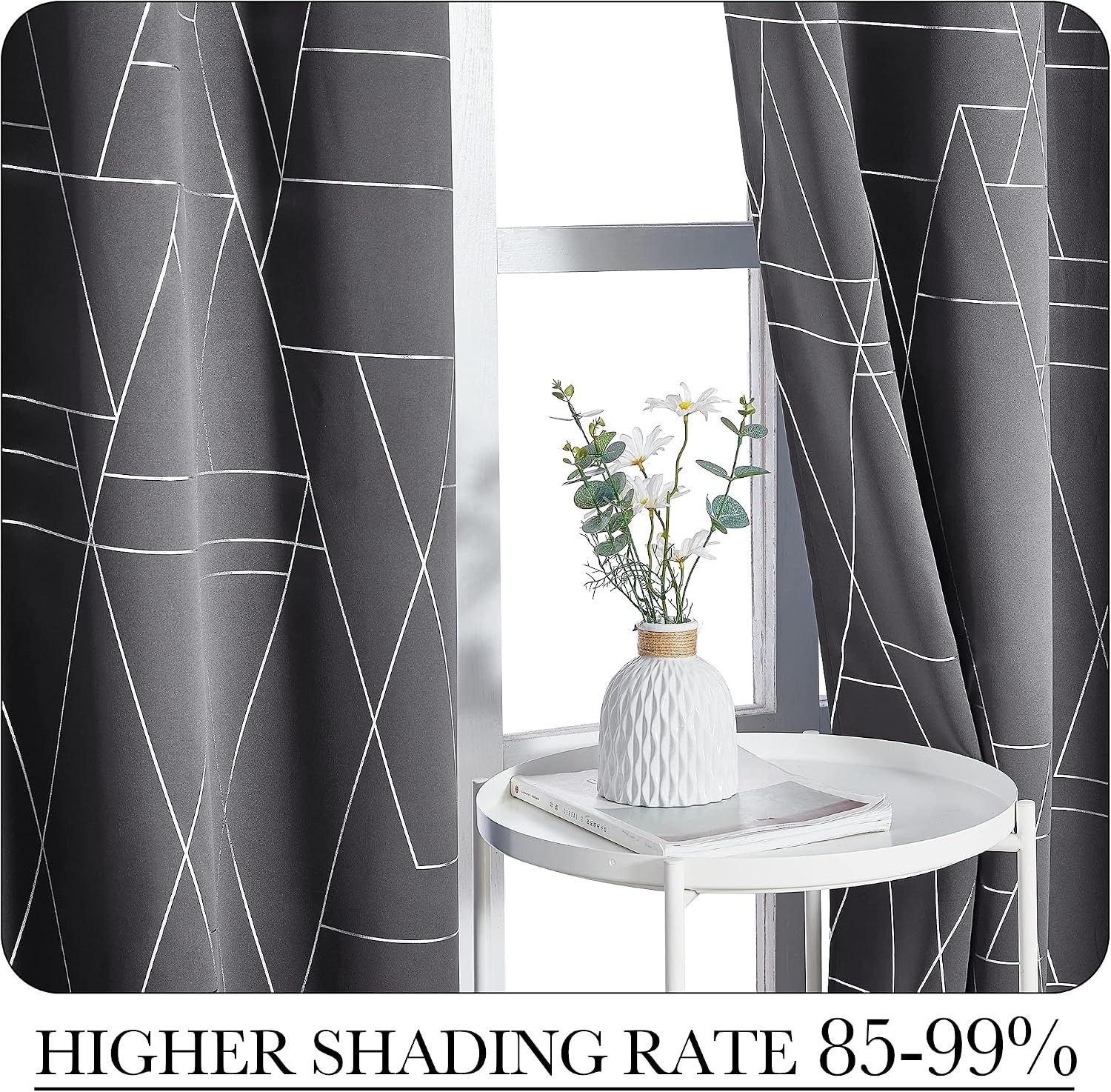 image:imageNICETOWN Grey Blackout Striped Pattern Curtains for Living Room 52 x 842 Grey