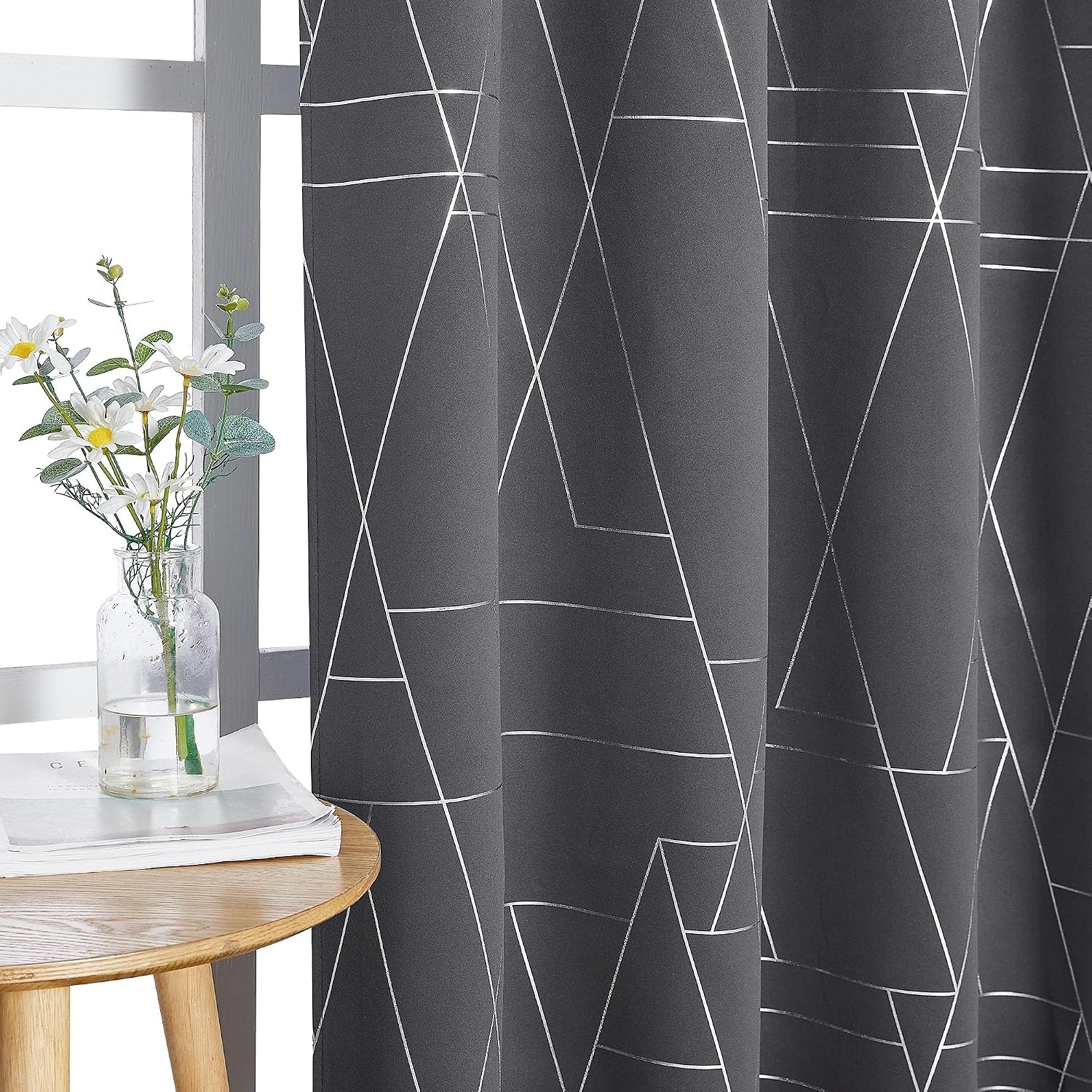 image:imageNICETOWN Grey Blackout Striped Pattern Curtains for Living Room 52 x 842 Grey