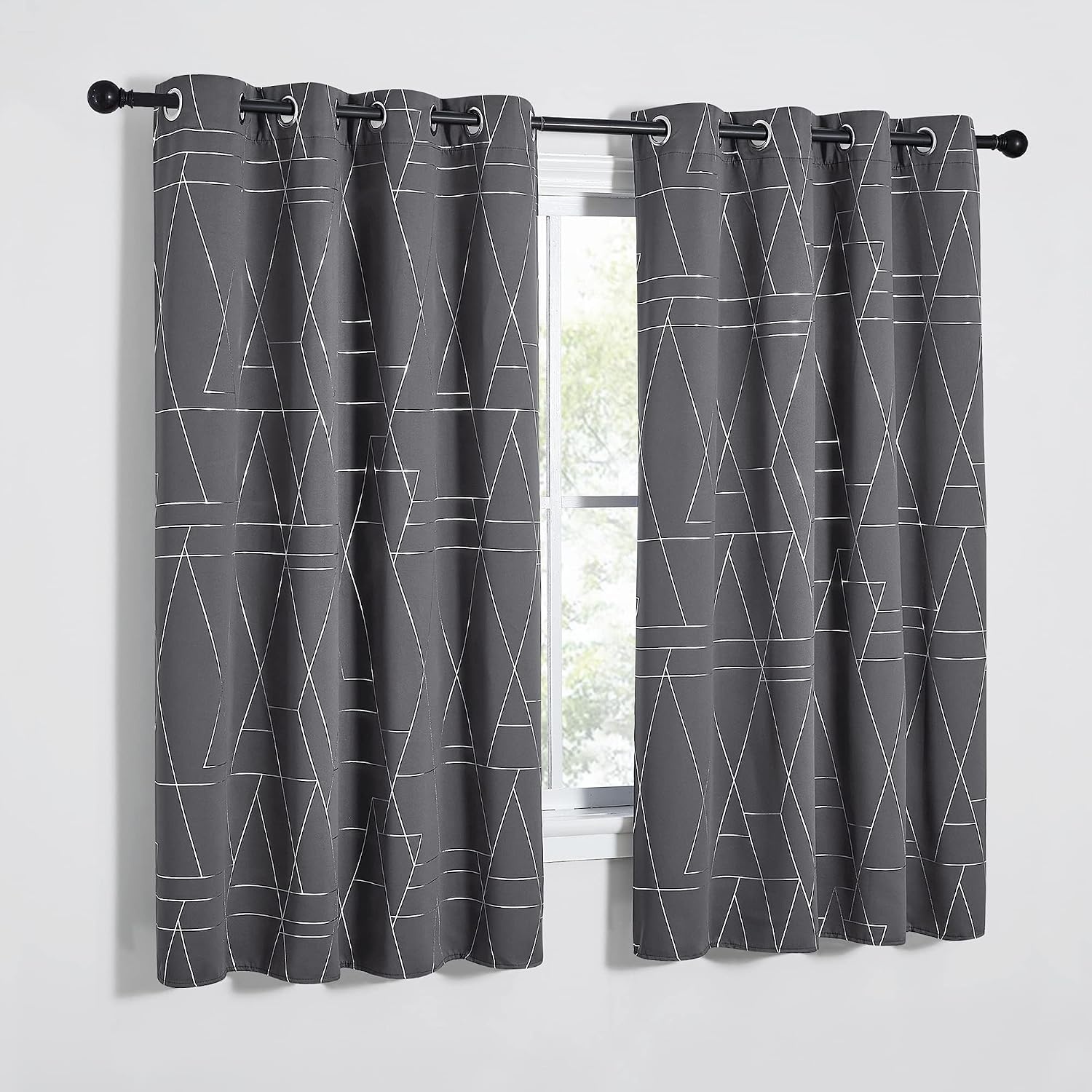 image:imageNICETOWN Grey Blackout Striped Pattern Curtains for Living Room 52 x 842 Grey