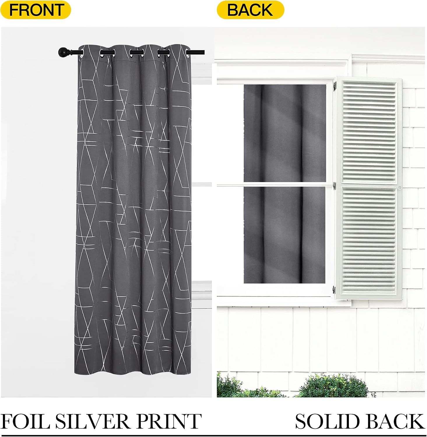 image:imageNICETOWN Grey Blackout Striped Pattern Curtains for Living Room 52 x 842 Grey