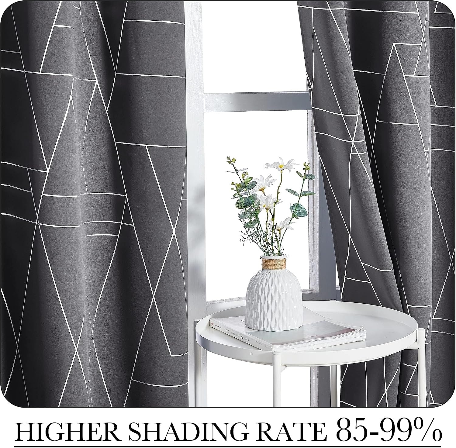 image:imageNICETOWN Grey Blackout Striped Pattern Curtains for Living Room 52 x 842 Grey