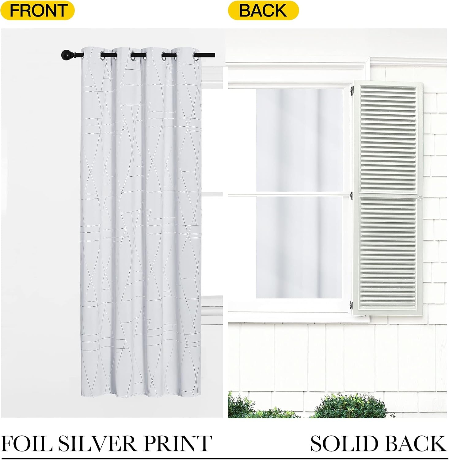 image:imageNICETOWN Grey Blackout Striped Pattern Curtains for Living Room 52 x 842 Greyish White