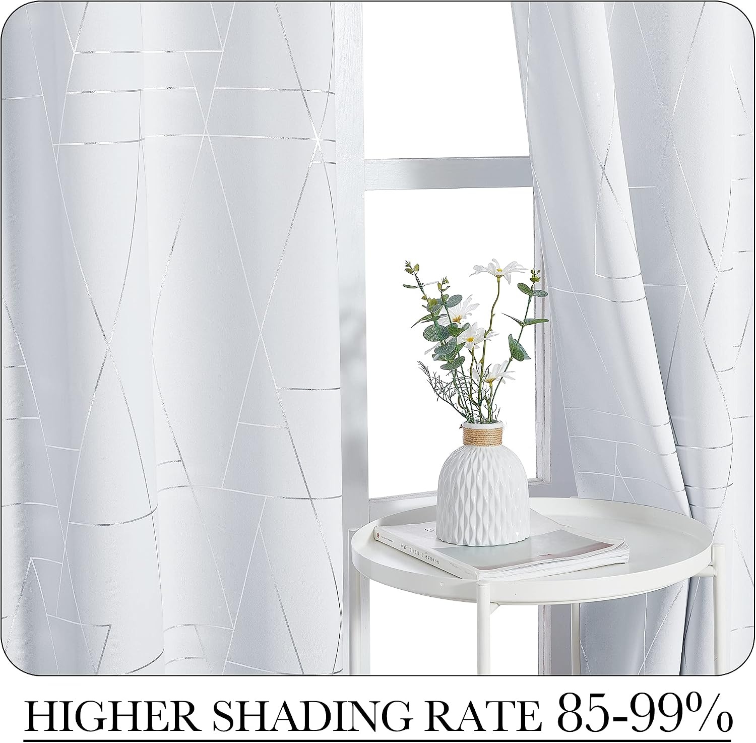 image:imageNICETOWN Grey Blackout Striped Pattern Curtains for Living Room 52 x 842 Greyish White