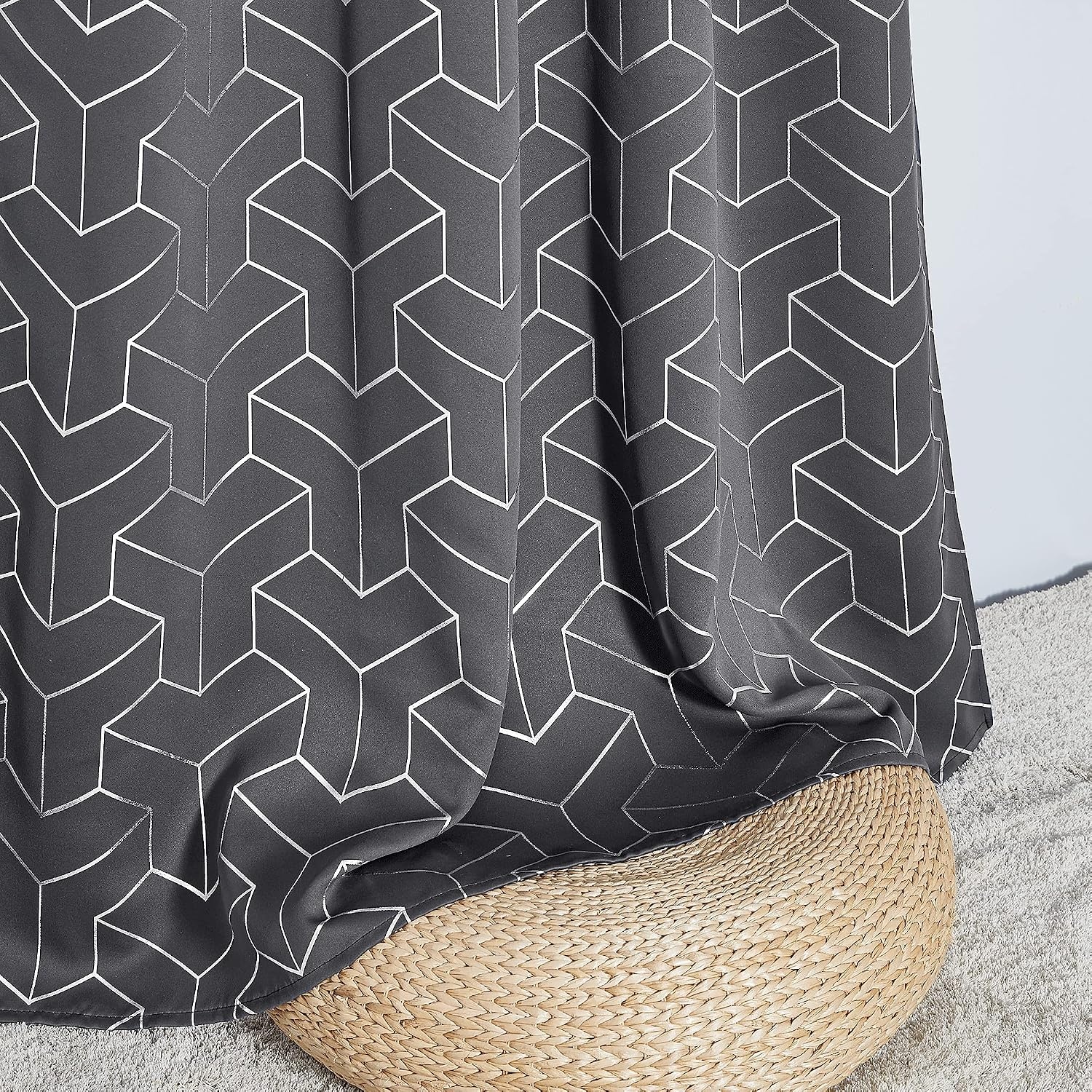 image:imageNICETOWN Grey Blackout Striped Pattern Curtains for Living Room 52 x 843 Grey