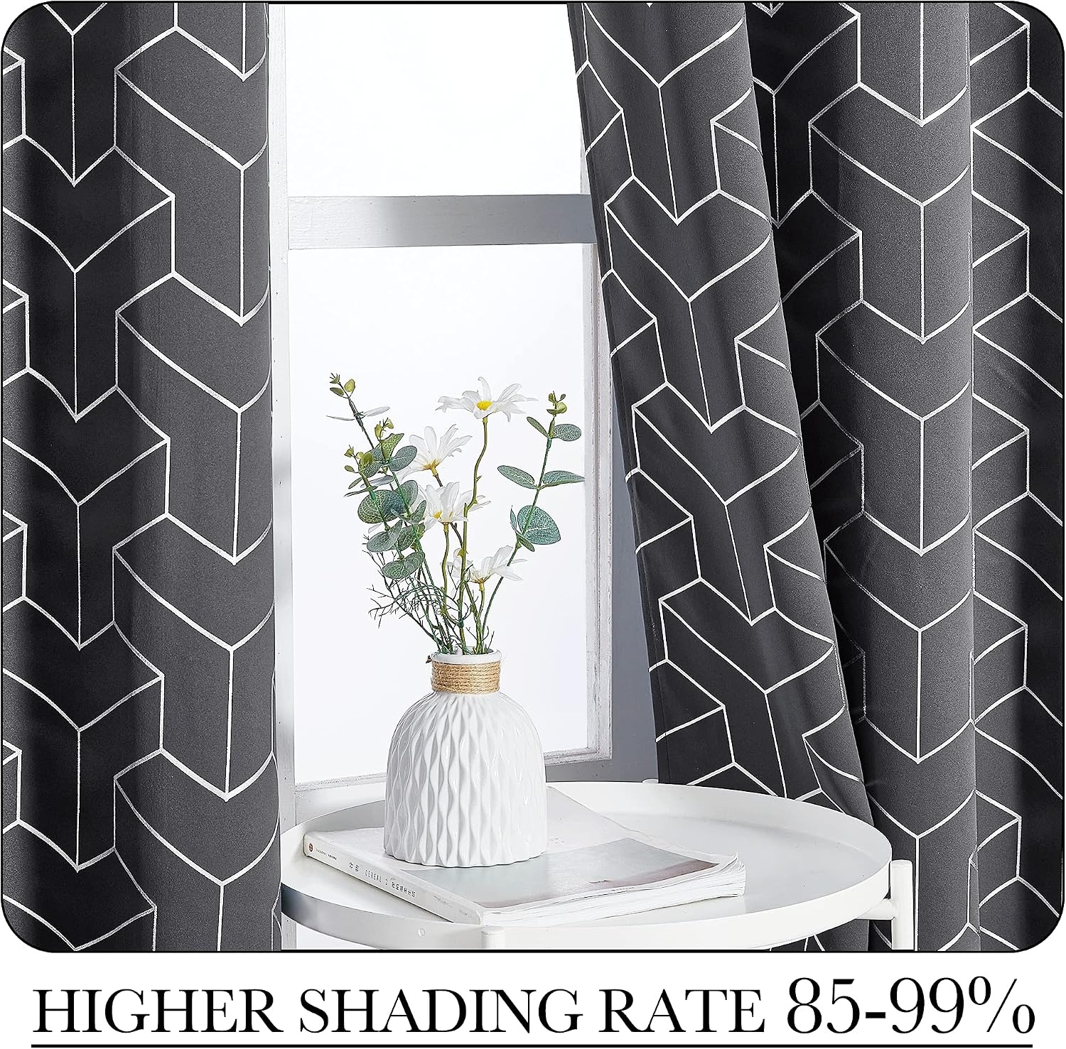 image:imageNICETOWN Grey Blackout Striped Pattern Curtains for Living Room 52 x 843 Grey