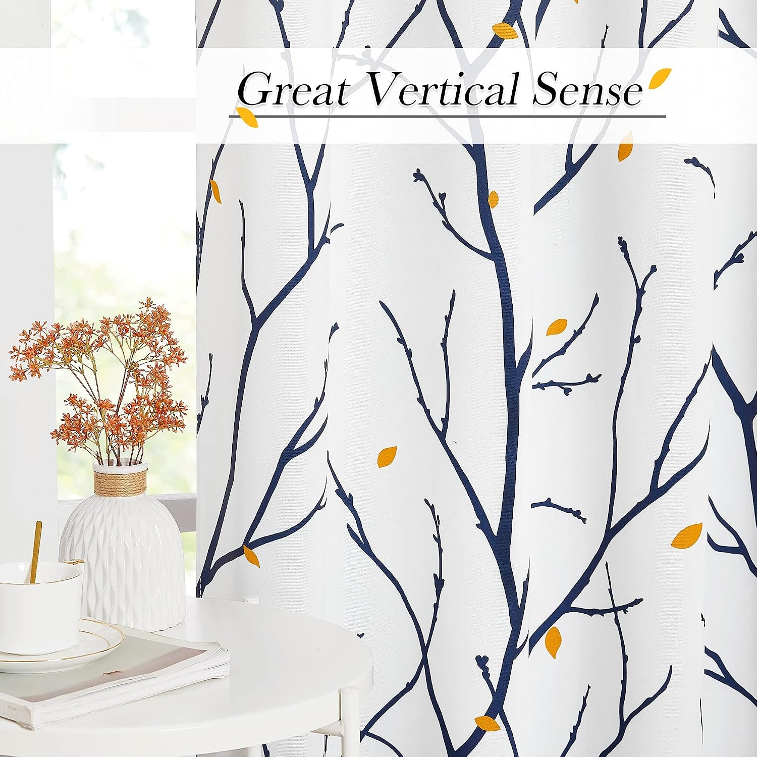 image:imageNICETOWN Grey Blackout Striped Pattern Curtains for Living Room 52 x 843 Navy