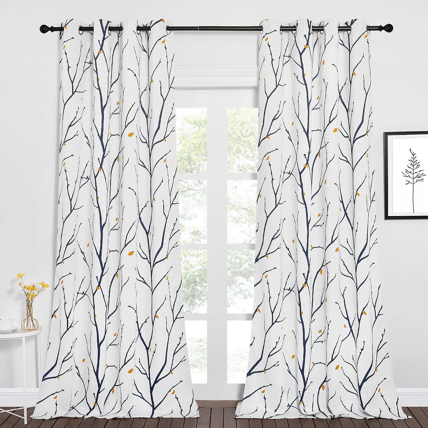 image:imageNICETOWN Grey Blackout Striped Pattern Curtains for Living Room 52 x 843 Navy