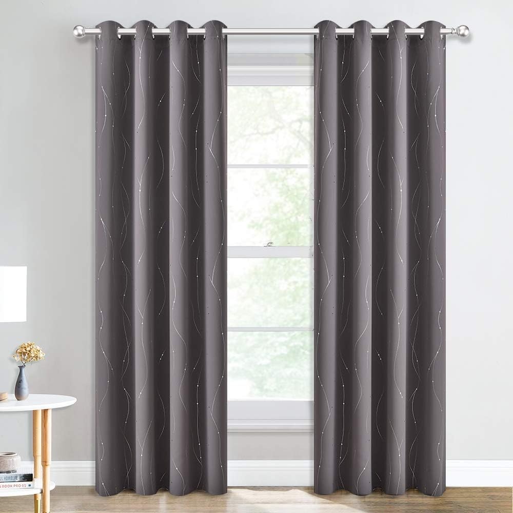 image:imageNICETOWN Grey Blackout Striped Pattern Curtains for Living Room 52 x 844 Grey
