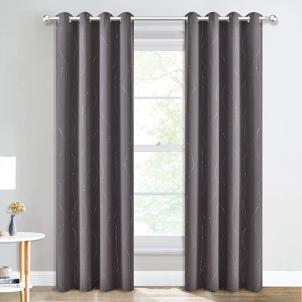image:imageNICETOWN Grey Blackout Striped Pattern Curtains for Living Room 52 x 844 Grey