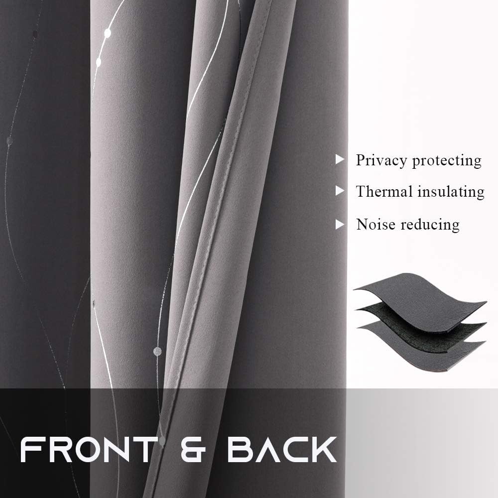 image:imageNICETOWN Grey Blackout Striped Pattern Curtains for Living Room 52 x 844 Grey
