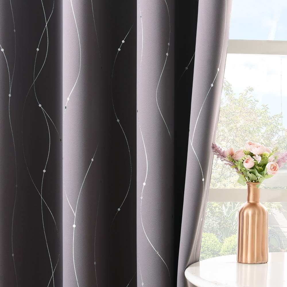 image:imageNICETOWN Grey Blackout Striped Pattern Curtains for Living Room 52 x 844 Grey