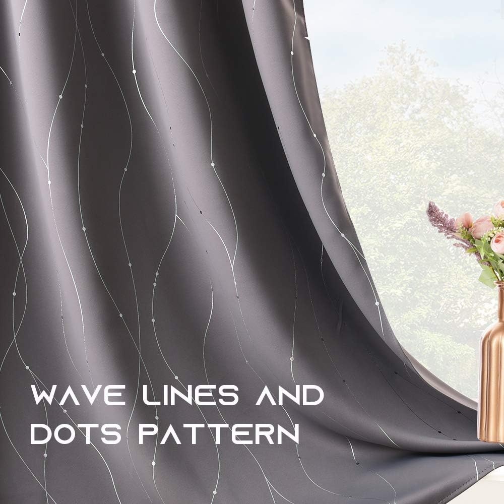 image:imageNICETOWN Grey Blackout Striped Pattern Curtains for Living Room 52 x 844 Grey