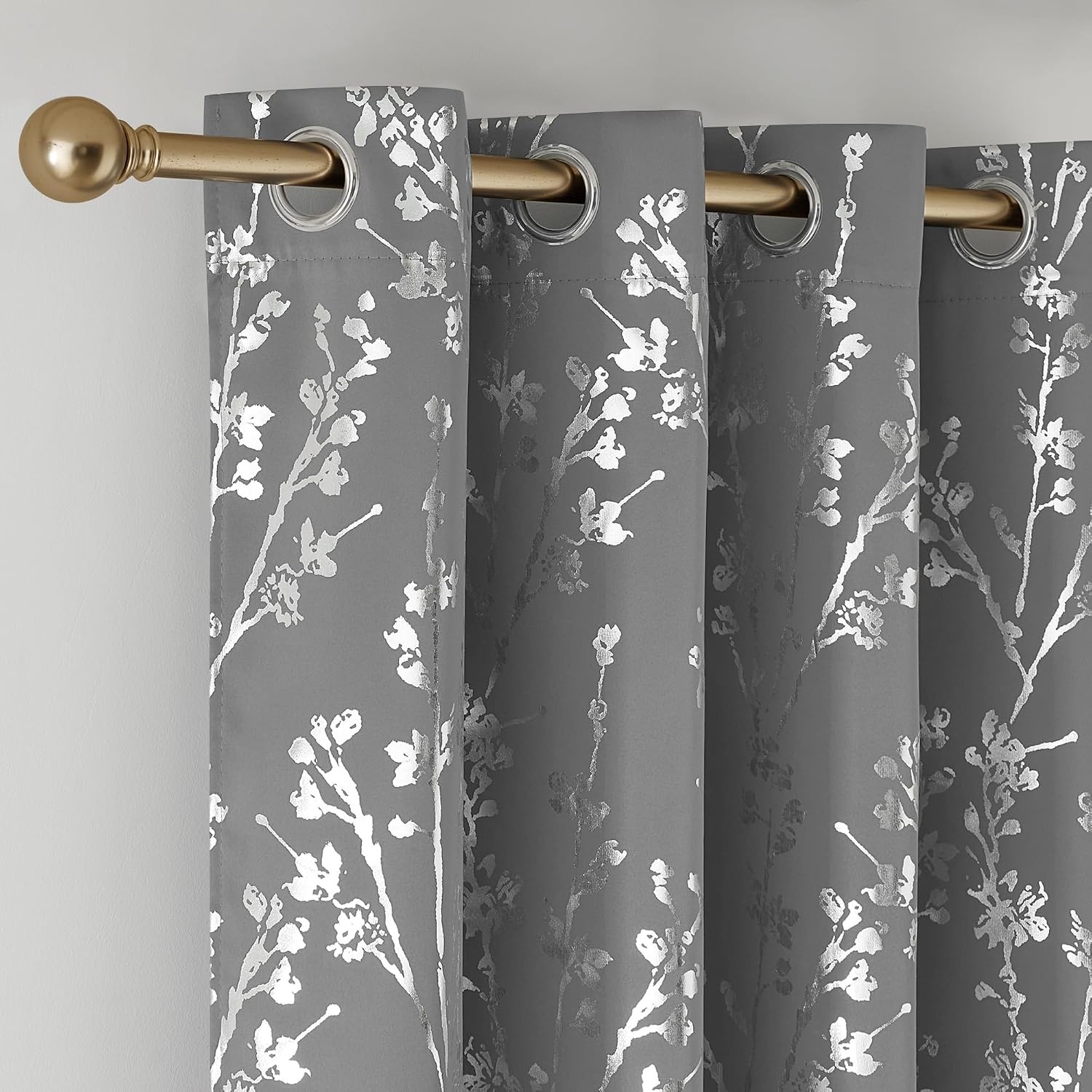 image:imageNICETOWN Grey Blackout Striped Pattern Curtains for Living Room 52 x 84Branch100 Blackout Silver Grey