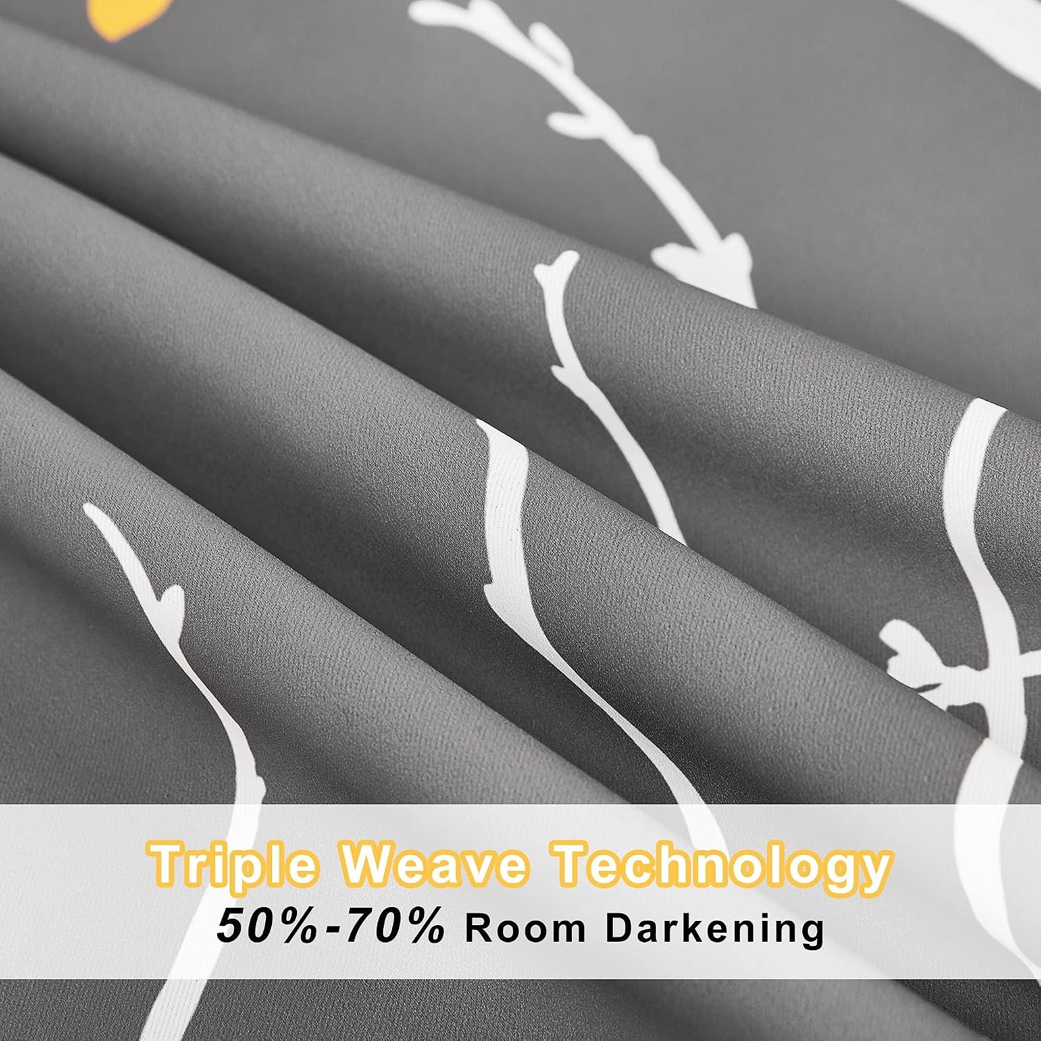image:imageNICETOWN Grey Blackout Striped Pattern Curtains for Living Room 52 x 84Greywhite