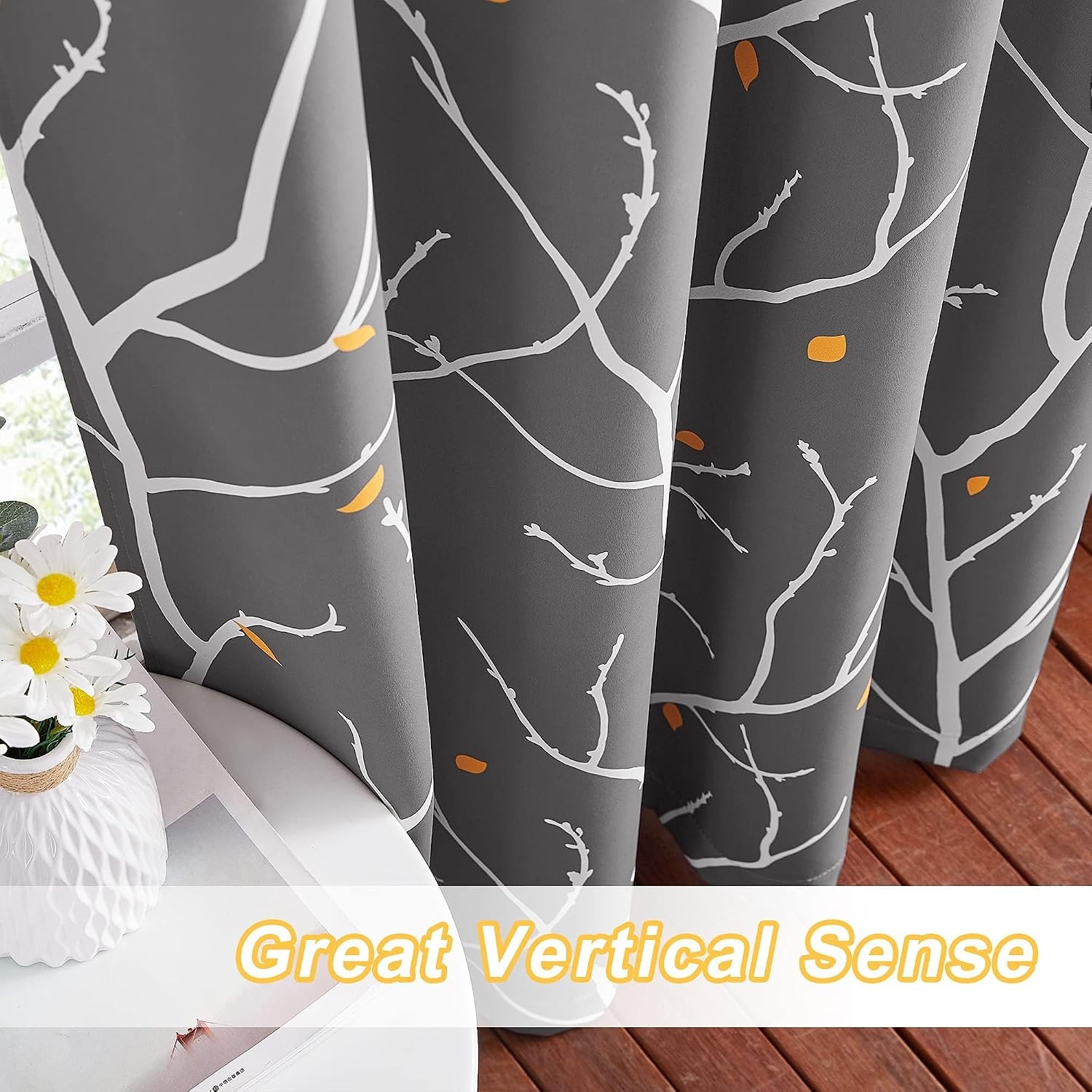 image:imageNICETOWN Grey Blackout Striped Pattern Curtains for Living Room 52 x 84Greywhite