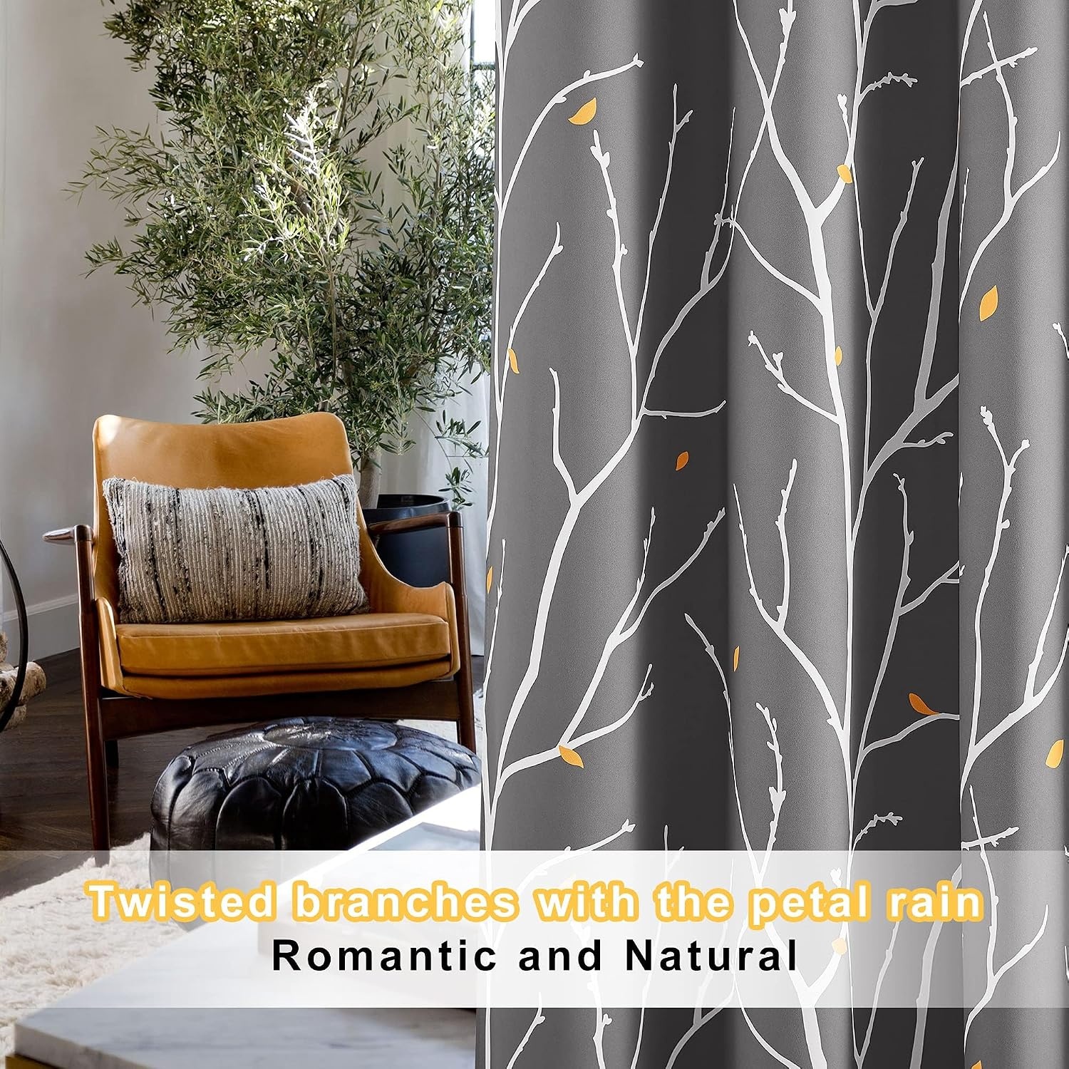 image:imageNICETOWN Grey Blackout Striped Pattern Curtains for Living Room 52 x 84Greywhite