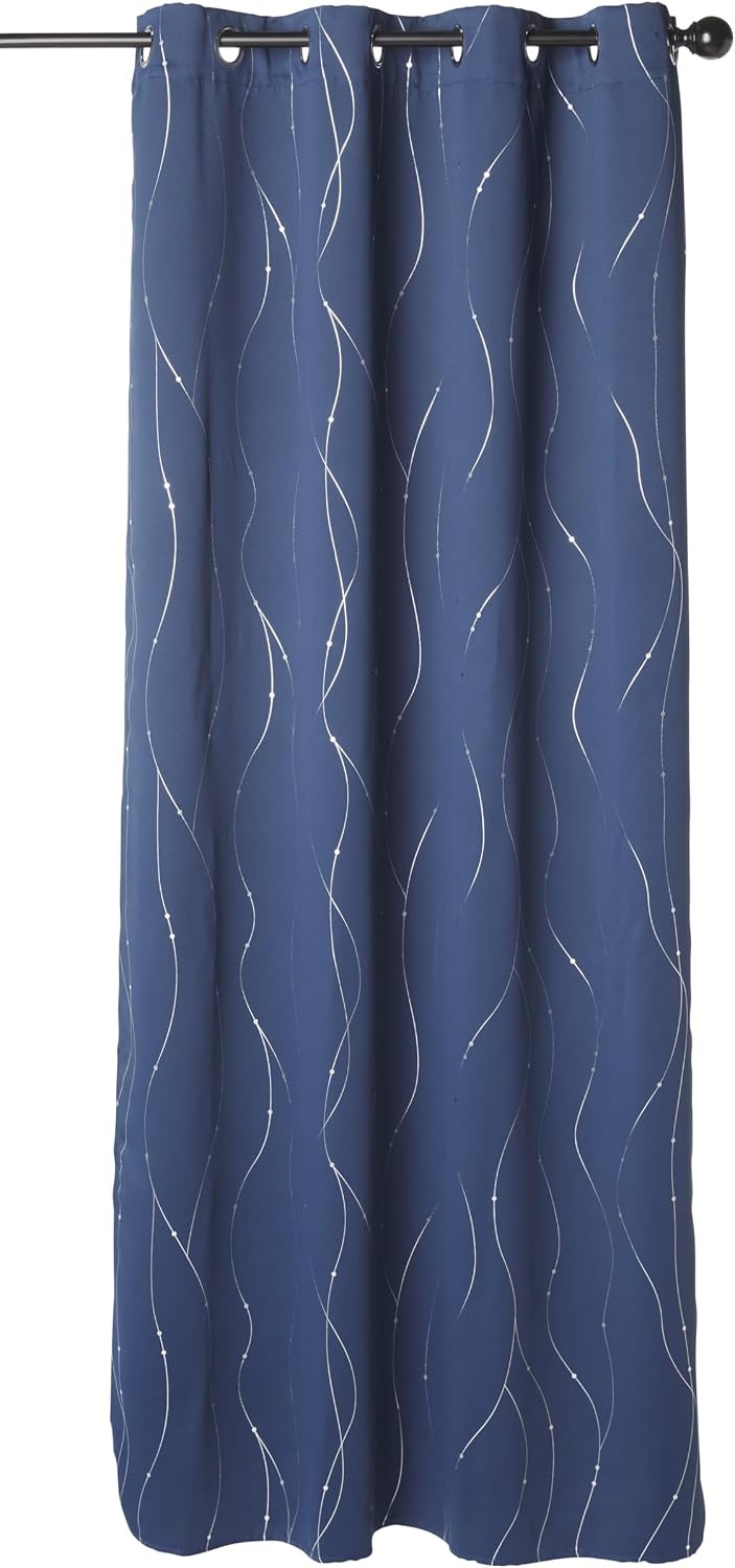 image:imageNICETOWN Grey Blackout Striped Pattern Curtains for Living Room 52 x 84Navy