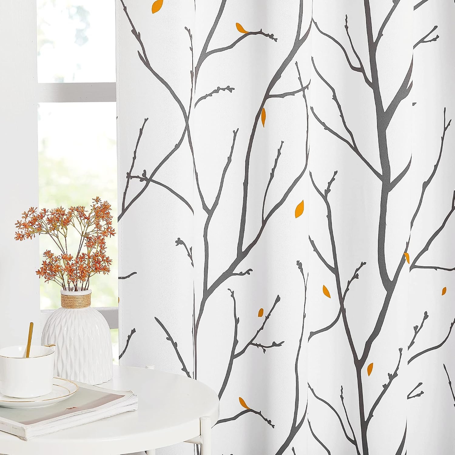 image:imageNICETOWN Grey Blackout Striped Pattern Curtains for Living Room 52 x 84Whitegrey