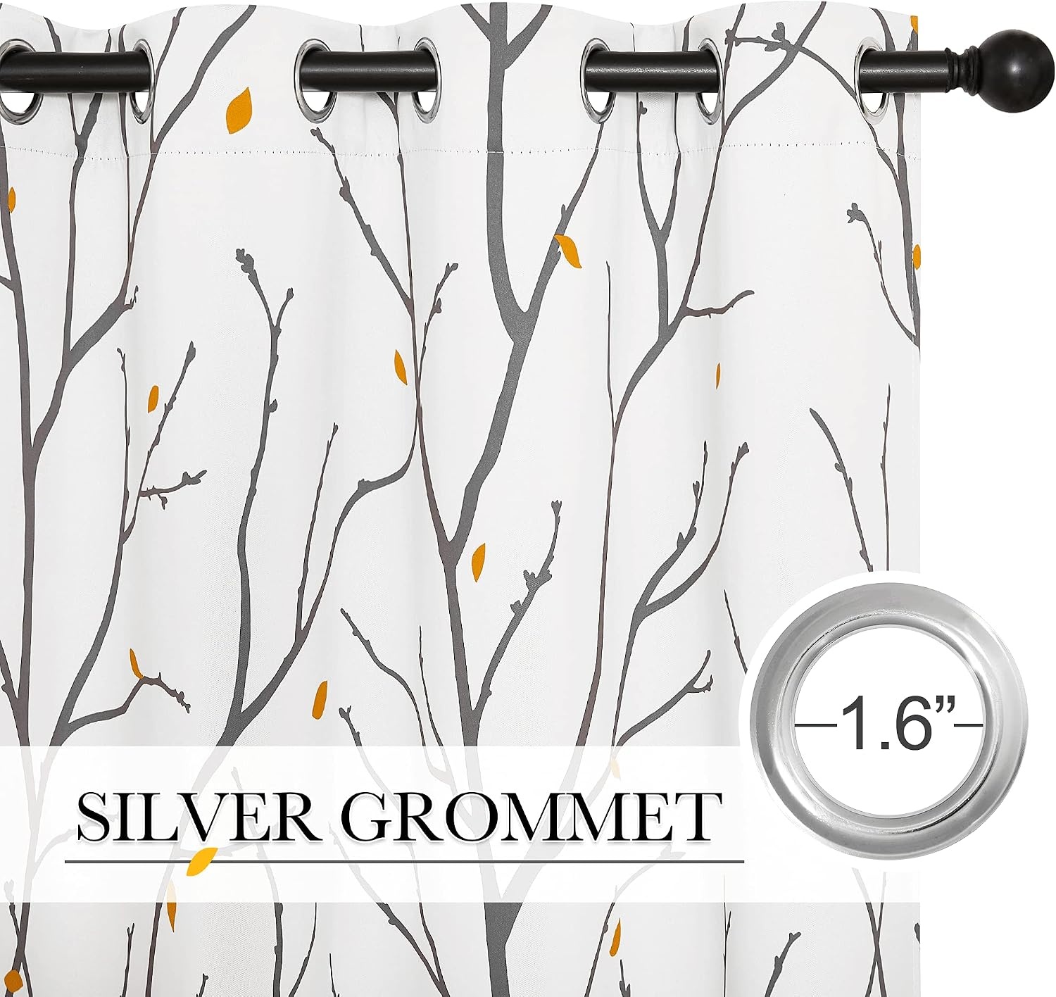 image:imageNICETOWN Grey Blackout Striped Pattern Curtains for Living Room 52 x 84Whitegrey