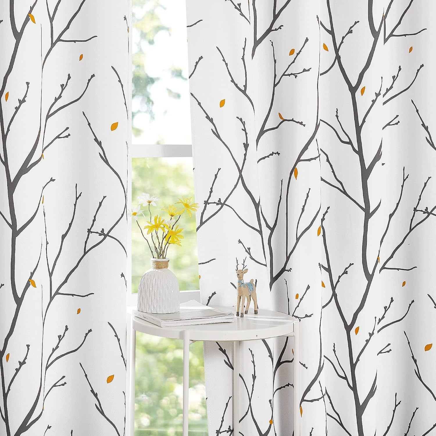 image:imageNICETOWN Grey Blackout Striped Pattern Curtains for Living Room 52 x 84Whitegrey