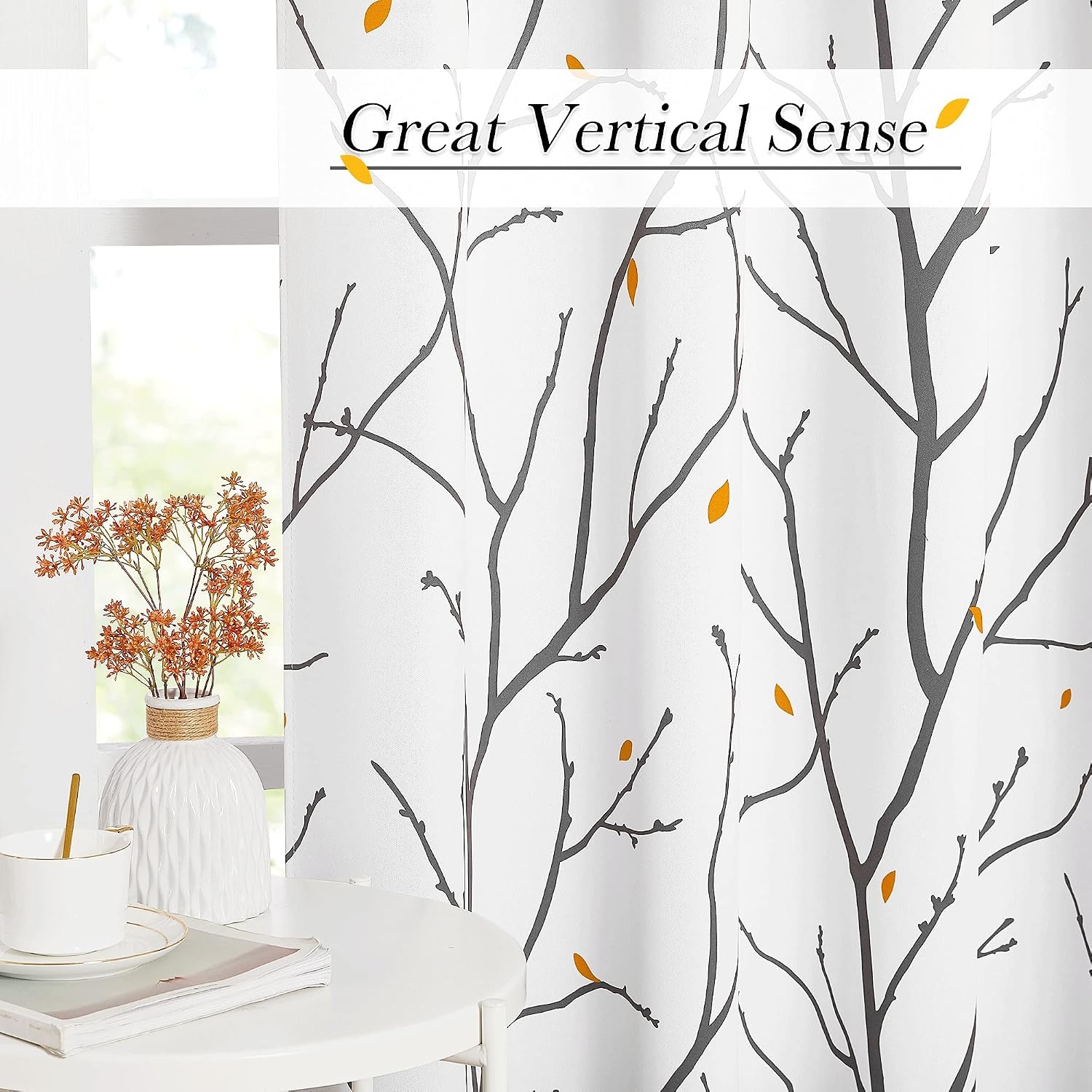 image:imageNICETOWN Grey Blackout Striped Pattern Curtains for Living Room 52 x 84Whitegrey