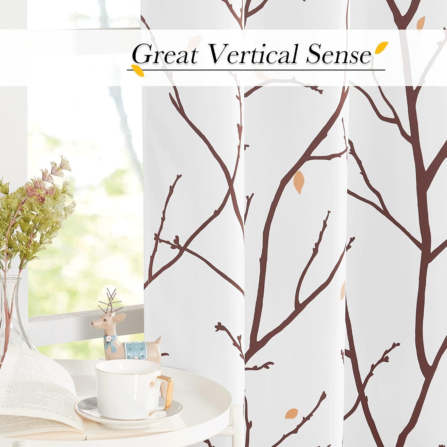 image:imageNICETOWN Grey Blackout Striped Pattern Curtains for Living Room 52 x 84Whitetaupe