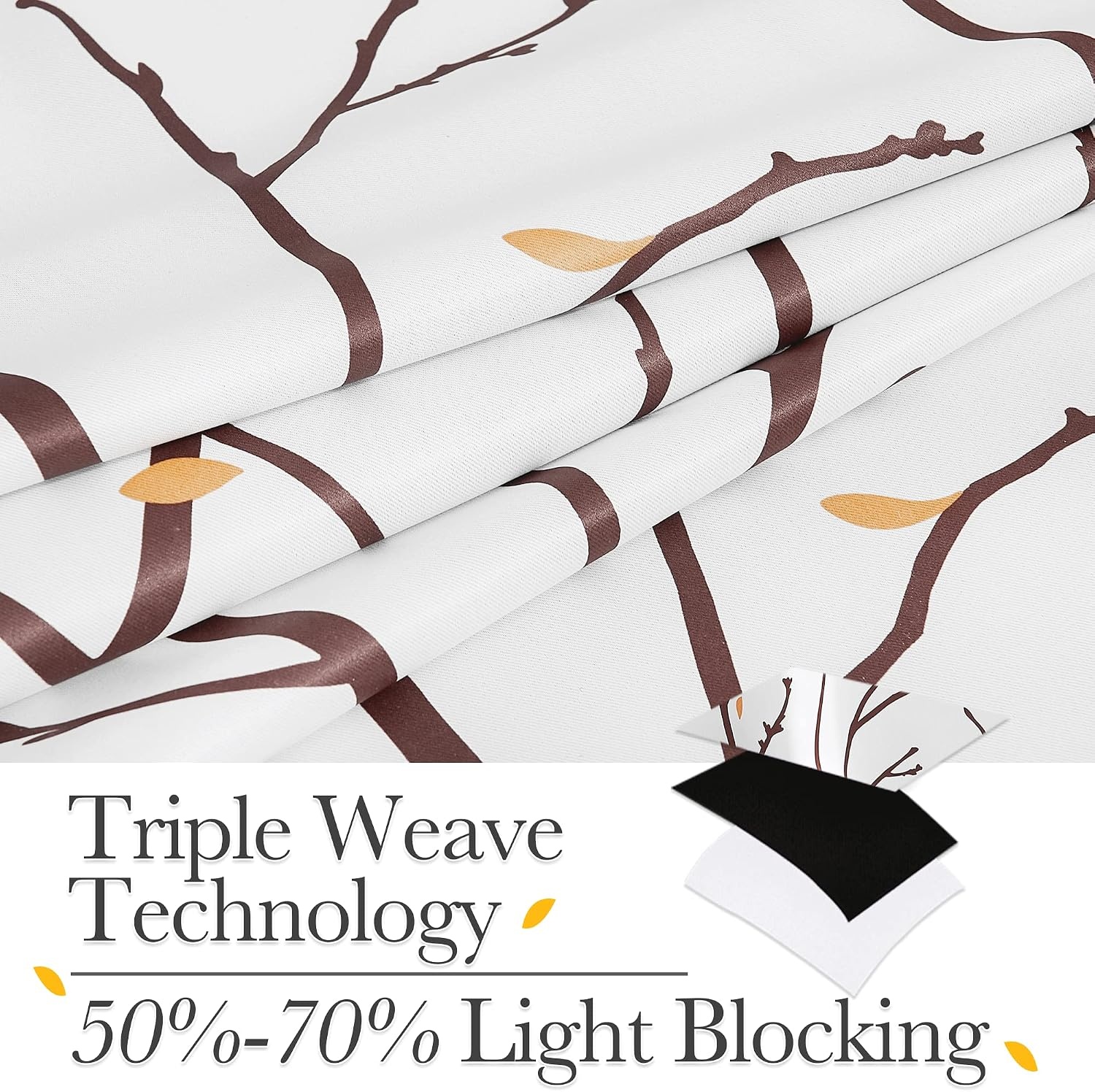 image:imageNICETOWN Grey Blackout Striped Pattern Curtains for Living Room 52 x 84Whitetaupe