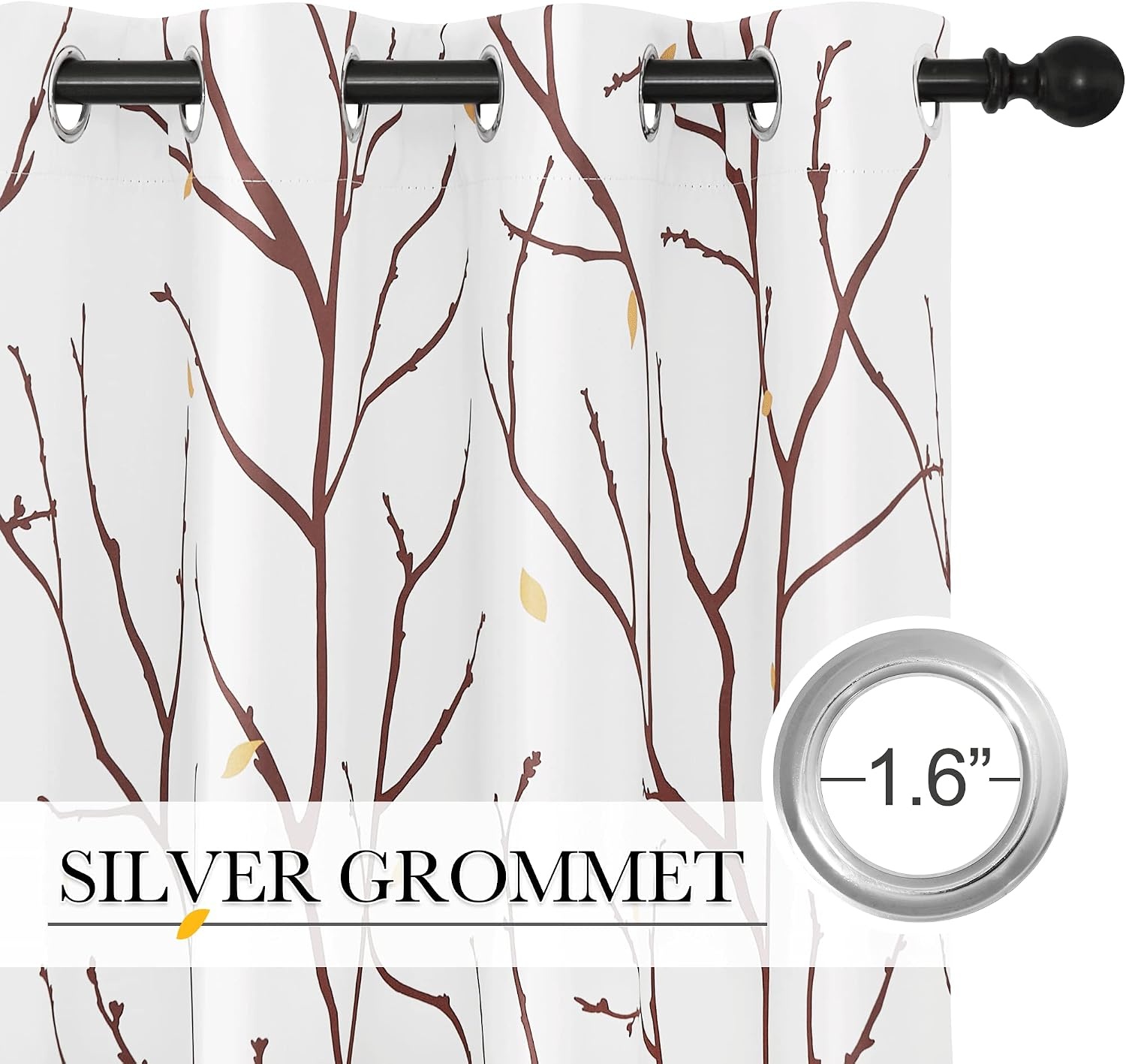 image:imageNICETOWN Grey Blackout Striped Pattern Curtains for Living Room 52 x 84Whitetaupe