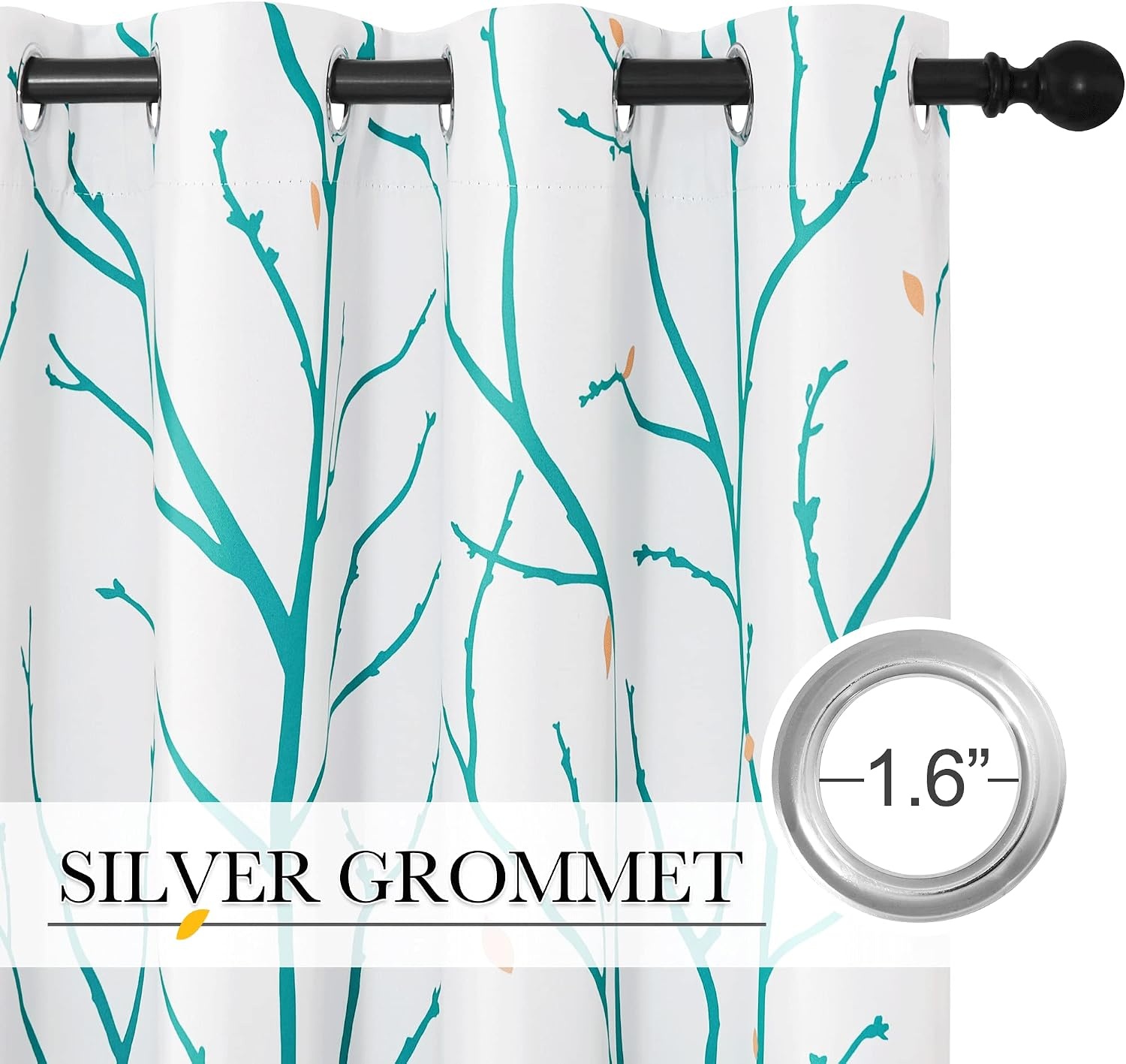 image:imageNICETOWN Grey Blackout Striped Pattern Curtains for Living Room 52 x 84Whiteteal