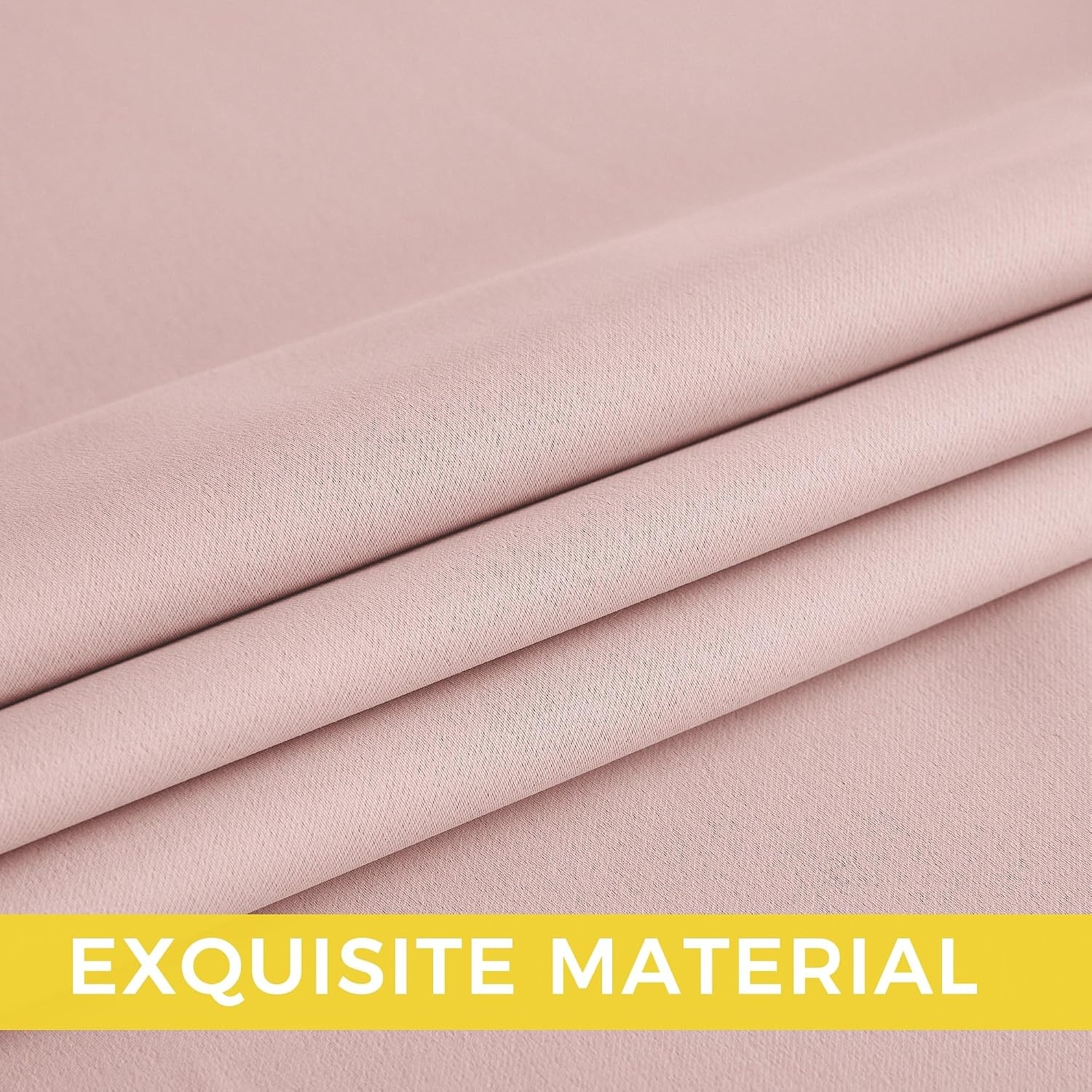 image:imageNICETOWN Grey Light Blocking Curtains 96 Inches Long 2 Panels for Living Room Bedroom Office Thermal Insulated Blackout Drapes Solid Grommet Noise Reducing Window Curtains W40Blush Pink