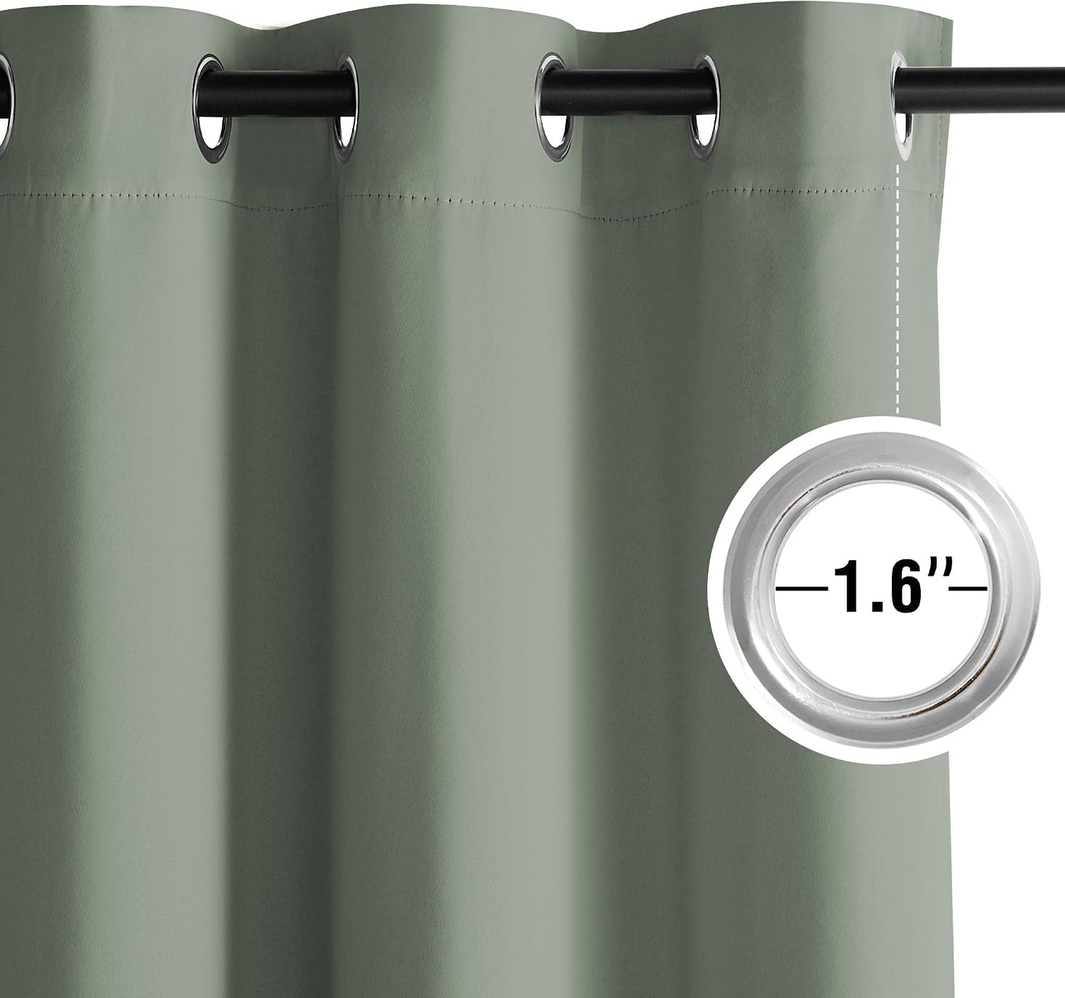 image:imageNICETOWN Grey Light Blocking Curtains 96 Inches Long 2 Panels for Living Room Bedroom Office Thermal Insulated Blackout Drapes Solid Grommet Noise Reducing Window Curtains W40Sage Green