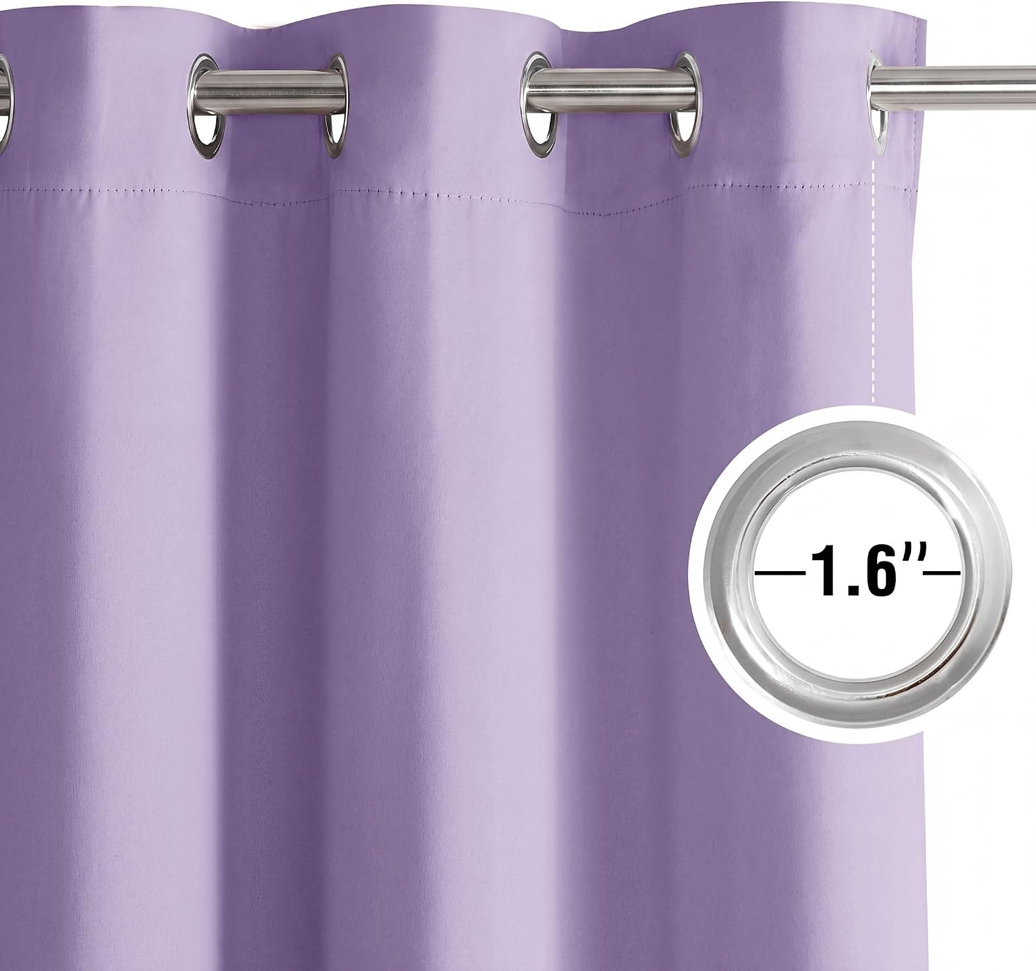 image:imageNICETOWN Grey Light Blocking Curtains 96 Inches Long 2 Panels for Living Room Bedroom Office Thermal Insulated Blackout Drapes Solid Grommet Noise Reducing Window Curtains W40Lavender Purple