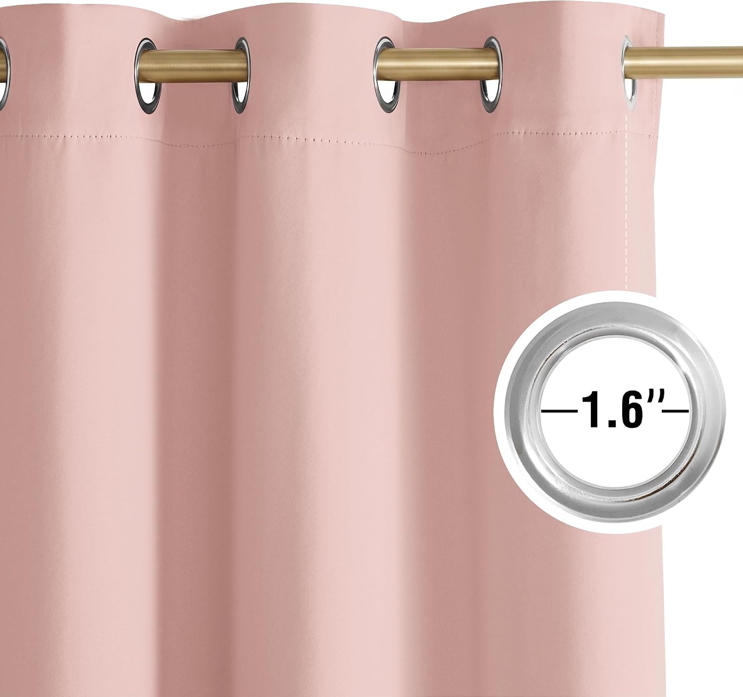 image:imageNICETOWN Grey Light Blocking Curtains 96 Inches Long 2 Panels for Living Room Bedroom Office Thermal Insulated Blackout Drapes Solid Grommet Noise Reducing Window Curtains W40Blush Pink