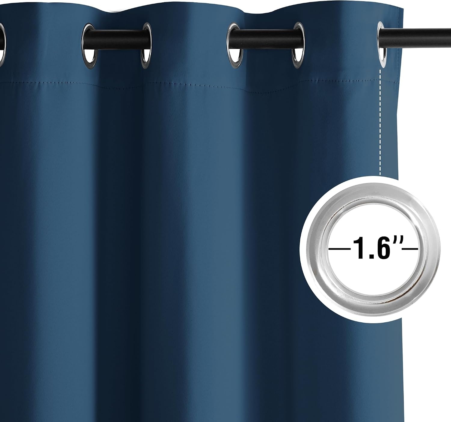 image:imageNICETOWN Grey Light Blocking Curtains 96 Inches Long 2 Panels for Living Room Bedroom Office Thermal Insulated Blackout Drapes Solid Grommet Noise Reducing Window Curtains W40Morrocan Blue